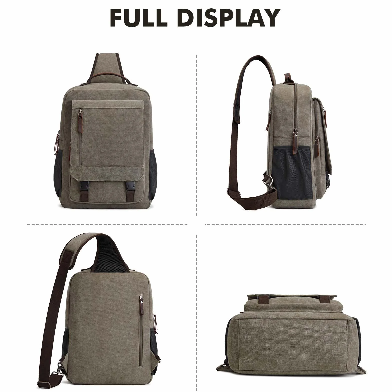 S-ZONE Sling plecak męski, torba na klatkę piersiową, 13 cali, crossbody, torba na ramię, torba sportowa, na bodybag Sling Bag, plecak na co dzień, do aktywności na świeżym powietrzu, wędrówek, jazdy