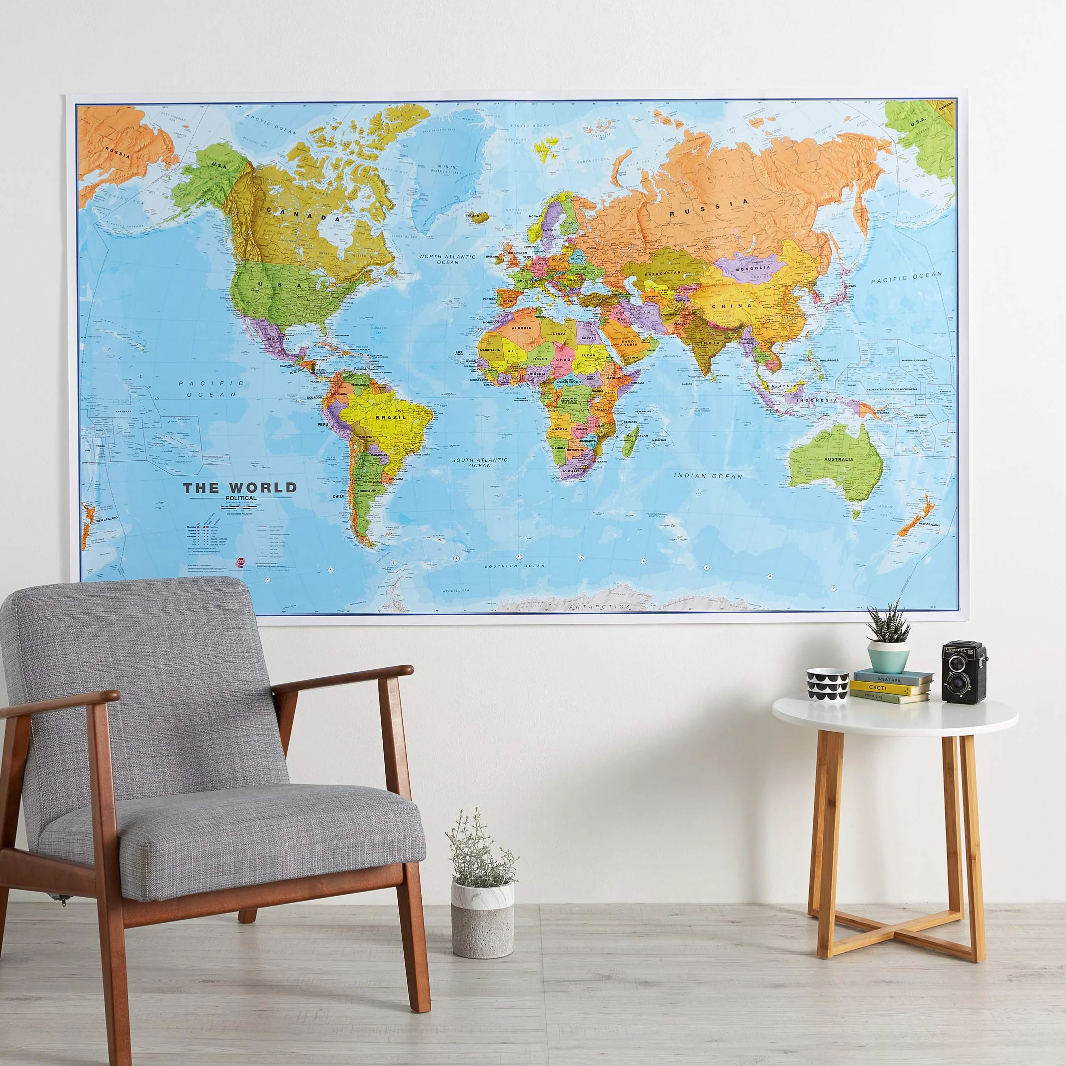 Maps International - ogromna, polityczna mapa świata, laminowana, 197 x 116,5 cm