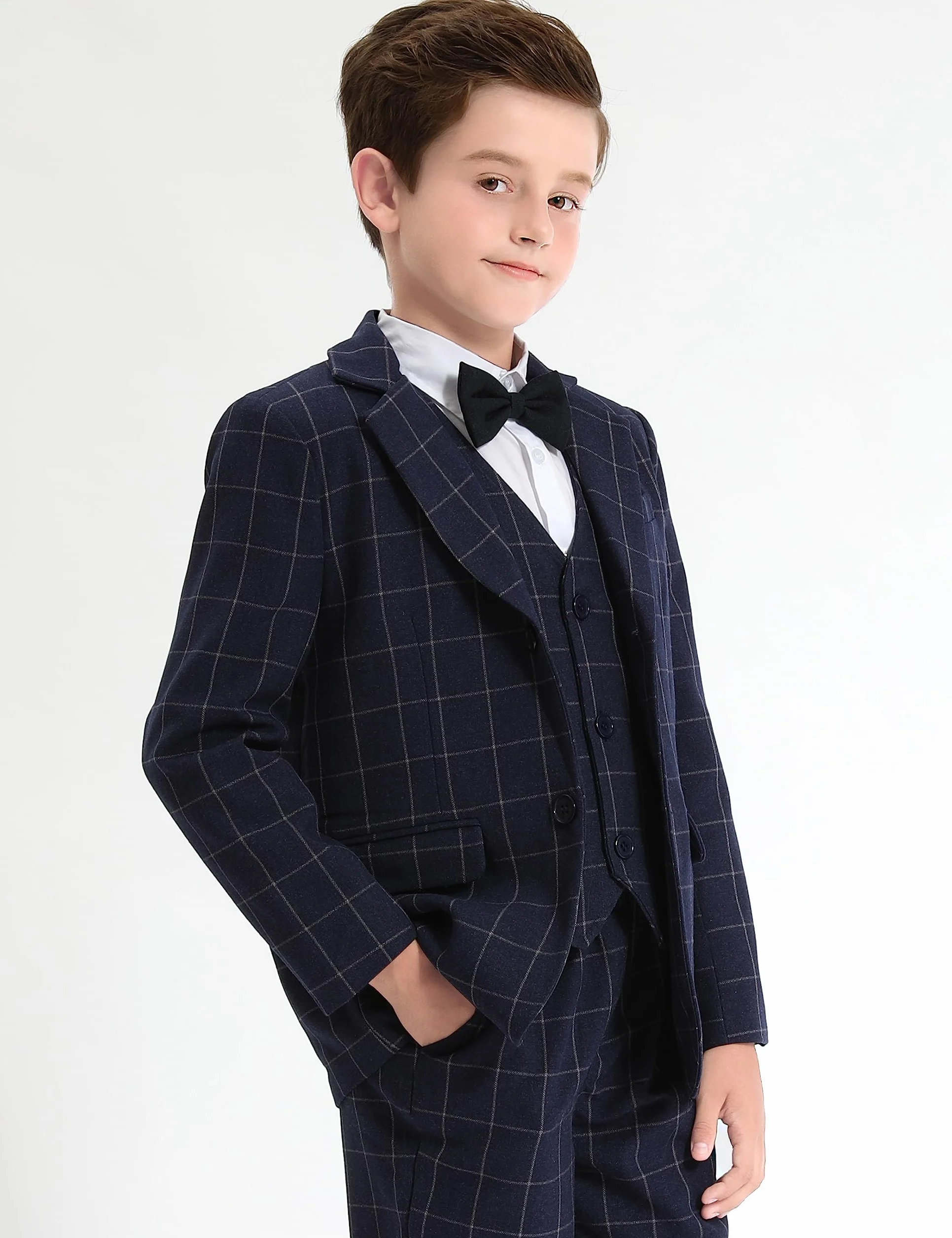 mintgreen Zestaw garnituru dziecięcego dla chłopców, 3 sztuki, na wesele, do garnituru Tuxedo + kamizelki + spodni, 5-12 lat