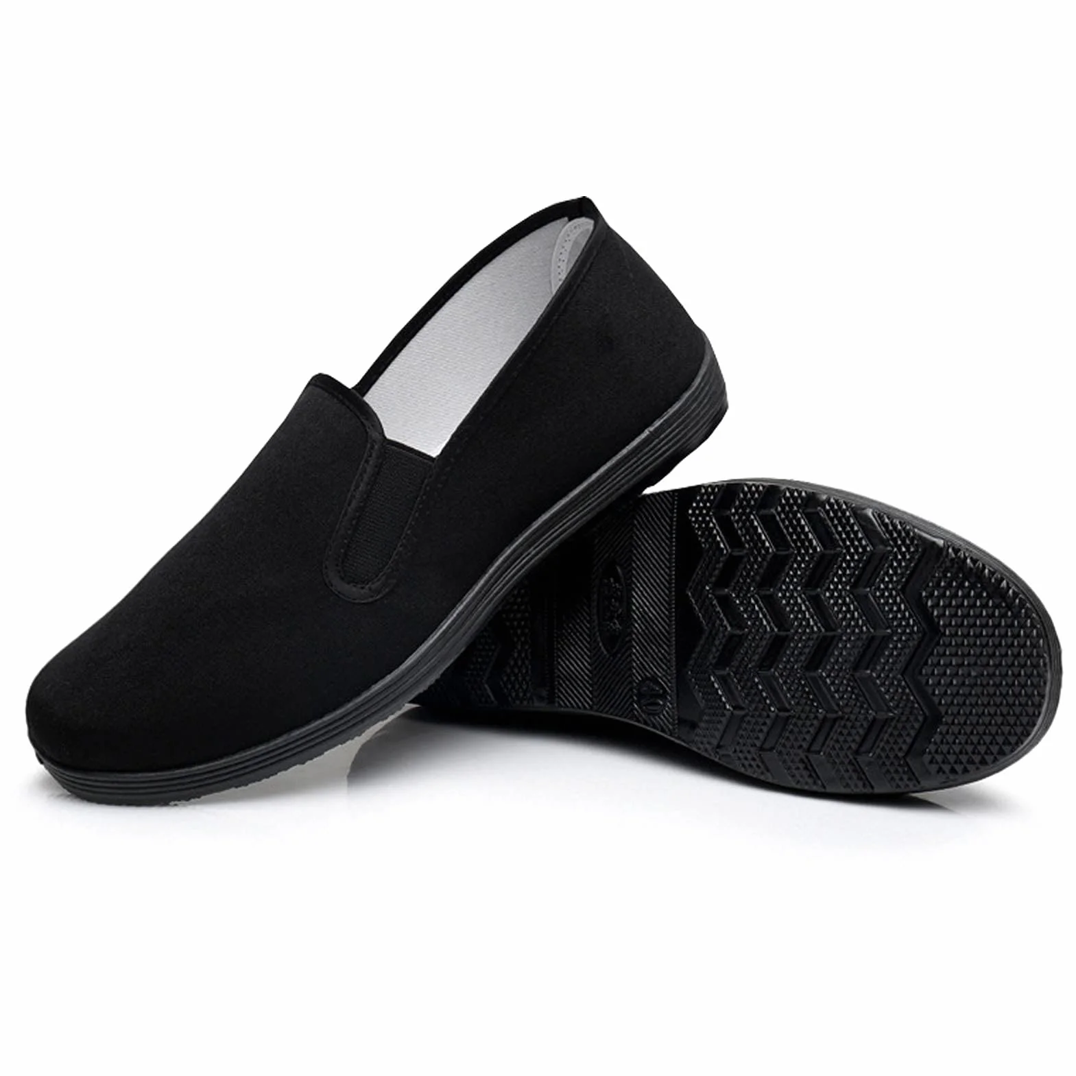 Chińskie kapcie Kung Fu płótno sztuki walki buty Tai Chi gumowa podeszwa unisex wszystkie czarne, Czarny, 40.5 EU