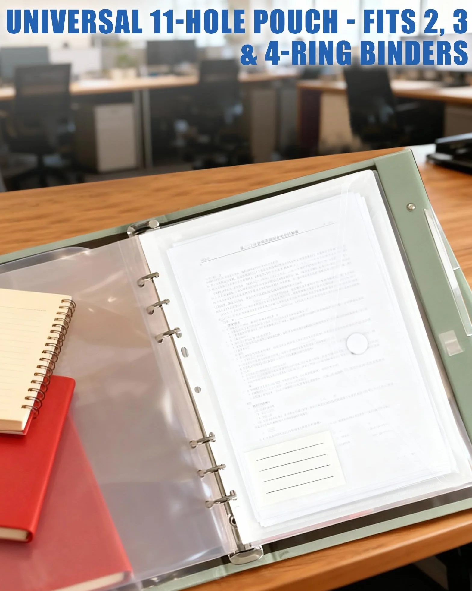 Koszulki na Dokumenty A4, 10 Sztuk Przezroczystych Teczek z Perforacją, Teczka Kopertowa z Zamknięciem na Guzik i Rzep, z Kieszenią na Etykietę, do Szkoły, Biura, Domu i Podróży