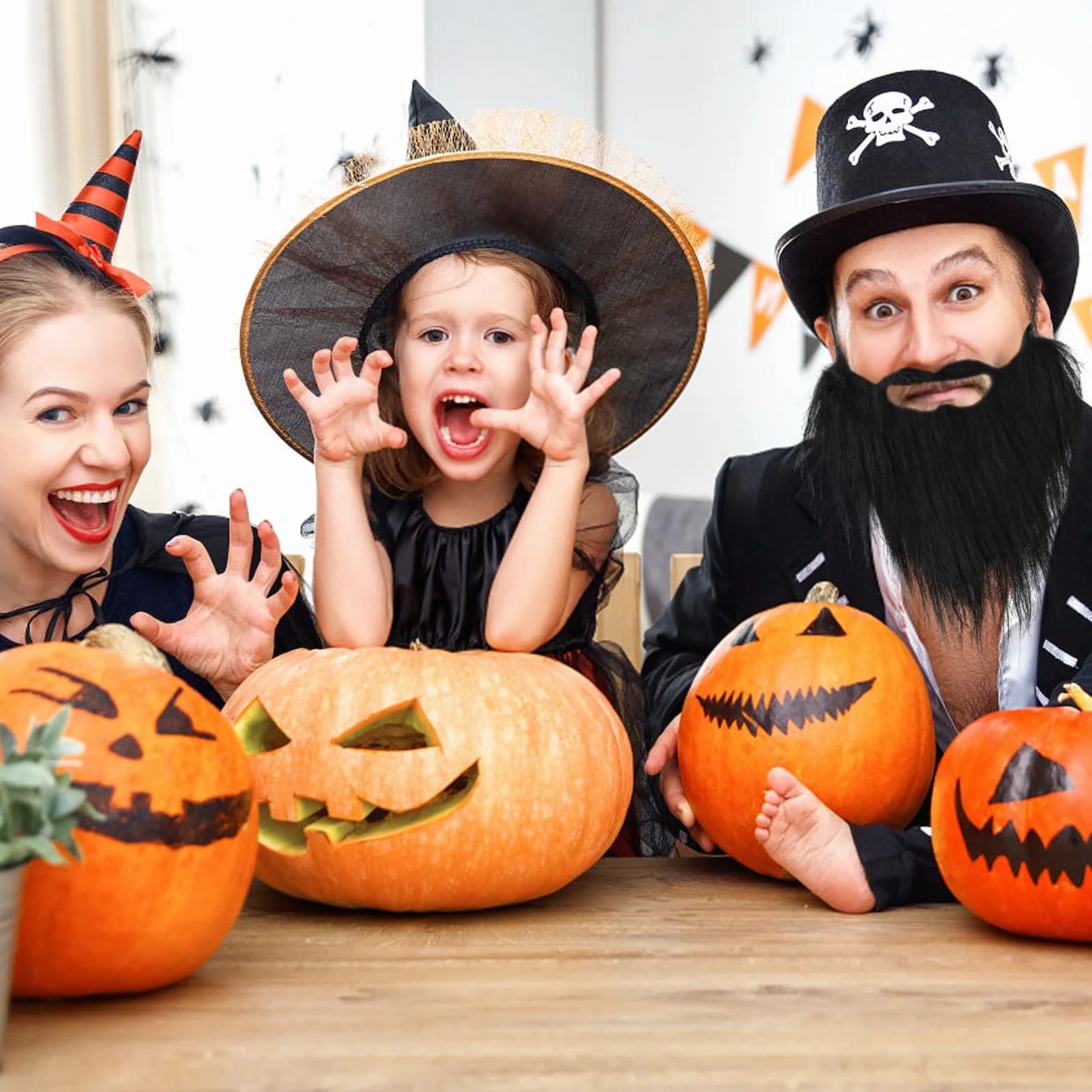 WLLHYF Impreza sztuczna broda, zabawna broda, twarz, nowość, wąsy, rekwizyt, Boże Narodzenie, dekoracje halloweenowe, maskarada, maska dla mężczyzn, dzieci, spotkania, artykuły cosplay (czarna)