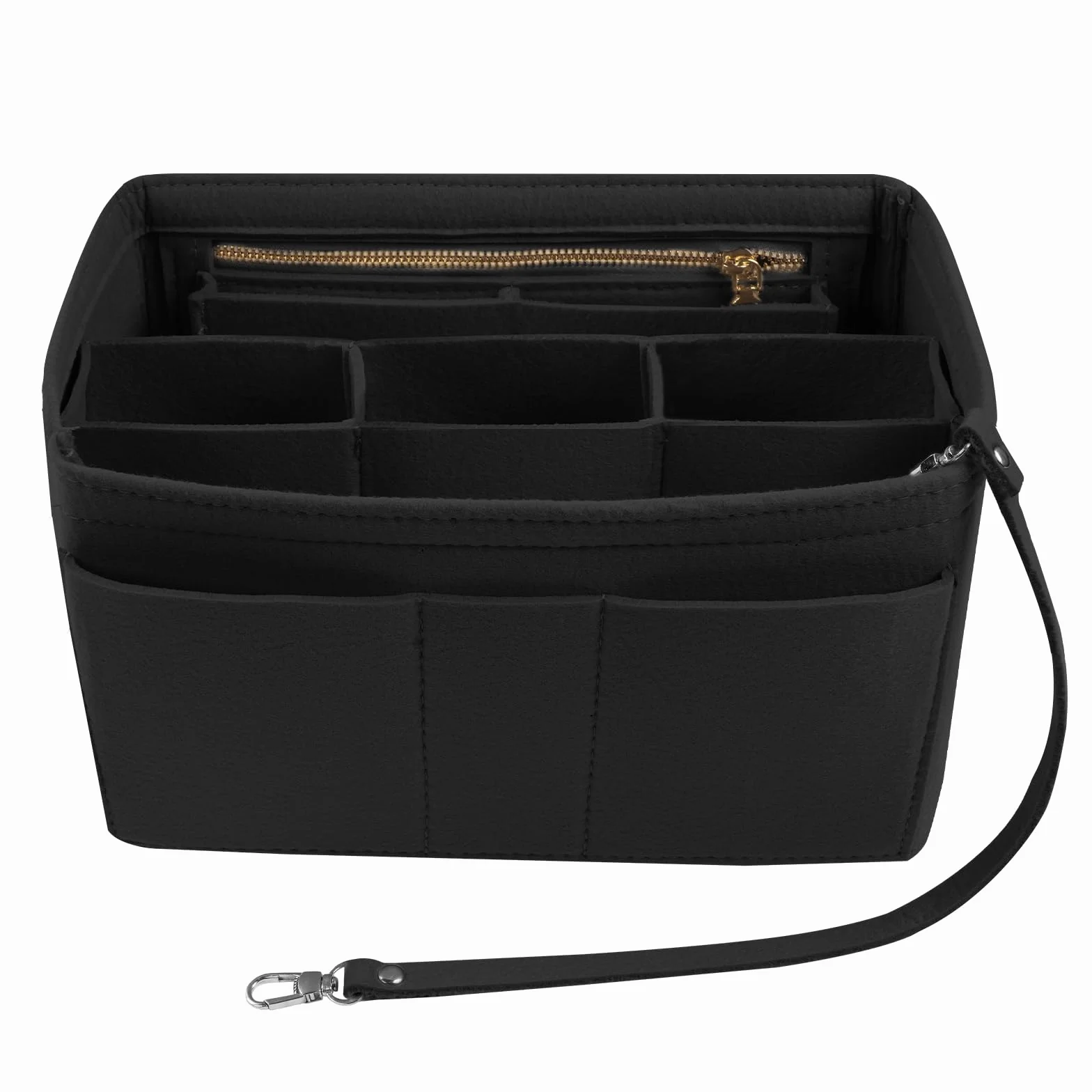 flintronic Filcowy organizer do torebki, organizer do torby na zakupy, torebka z wieloma przegródkami, duża pojemność, dla kobiet, podróżny organizer do makijażu, torba do przechowywania, czarny,