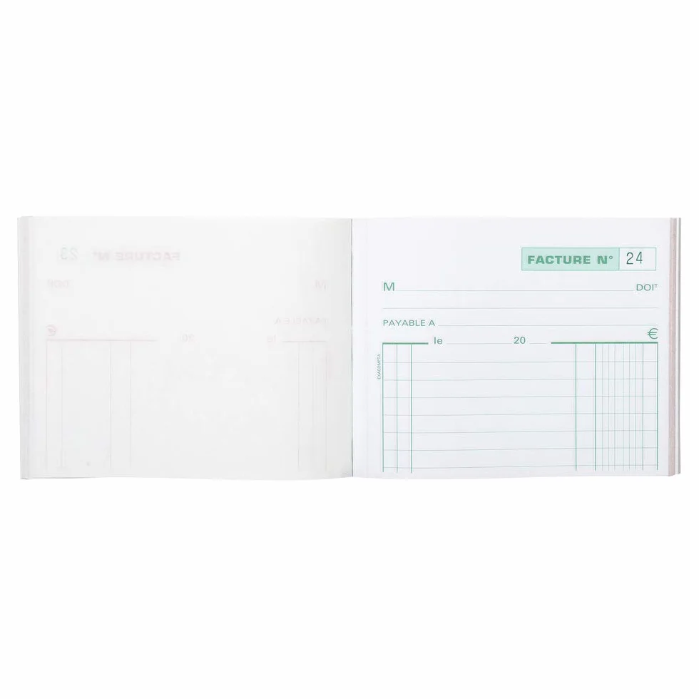 Exacompta komercyjny formularz do faktury, 10,5 x 13,5 cm, pozioma, duplikatowa kopia bez węgla, 50 stron (nadruk francuski)