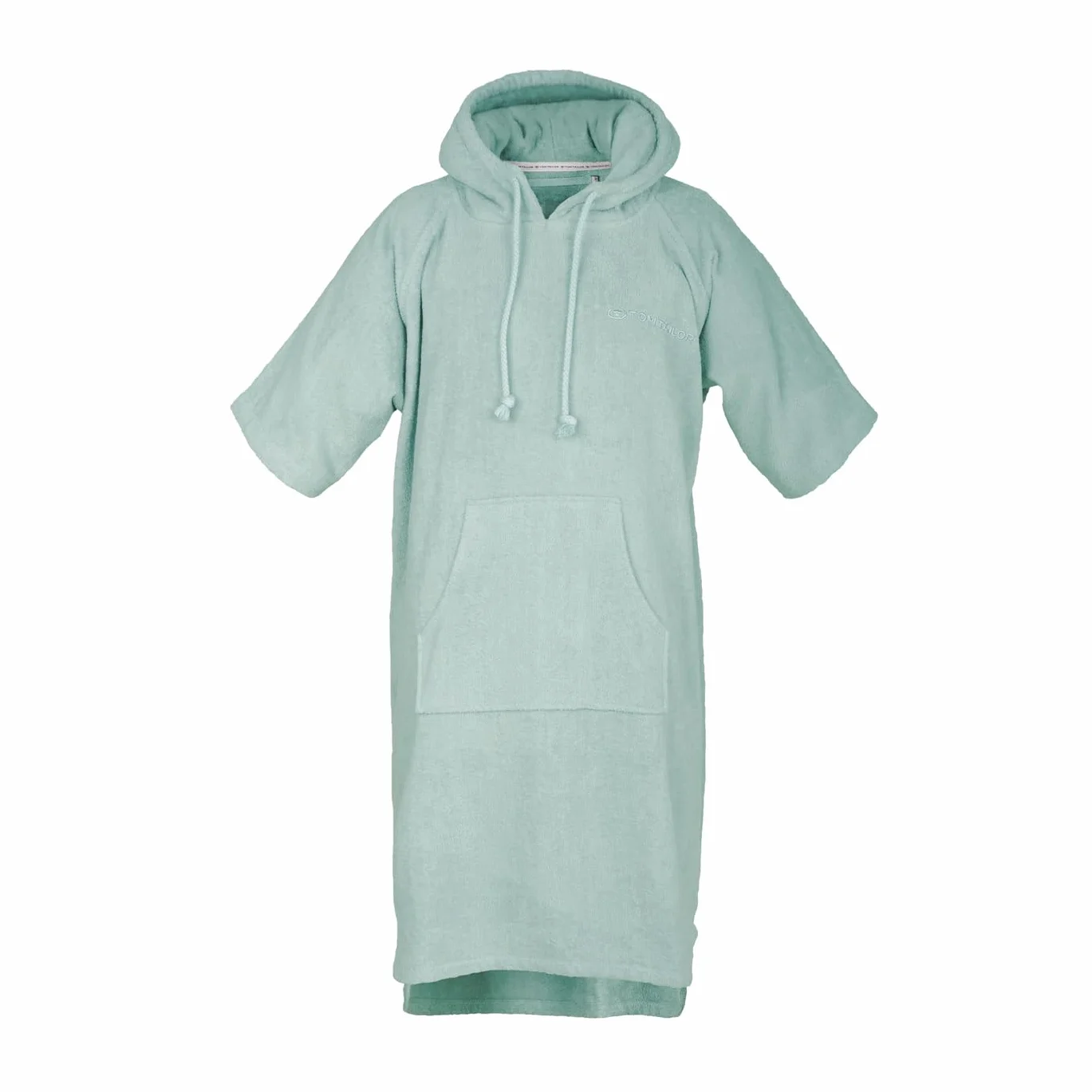 TOM TAILOR Ponczo surfingowe dla kobiet i mężczyzn, L-XL, 100% bawełna/frotte, ponczo kąpielowe z kapturem, kieszenią na brzuchu i wyszywanym logo, turkusowe (Fresh Sage)