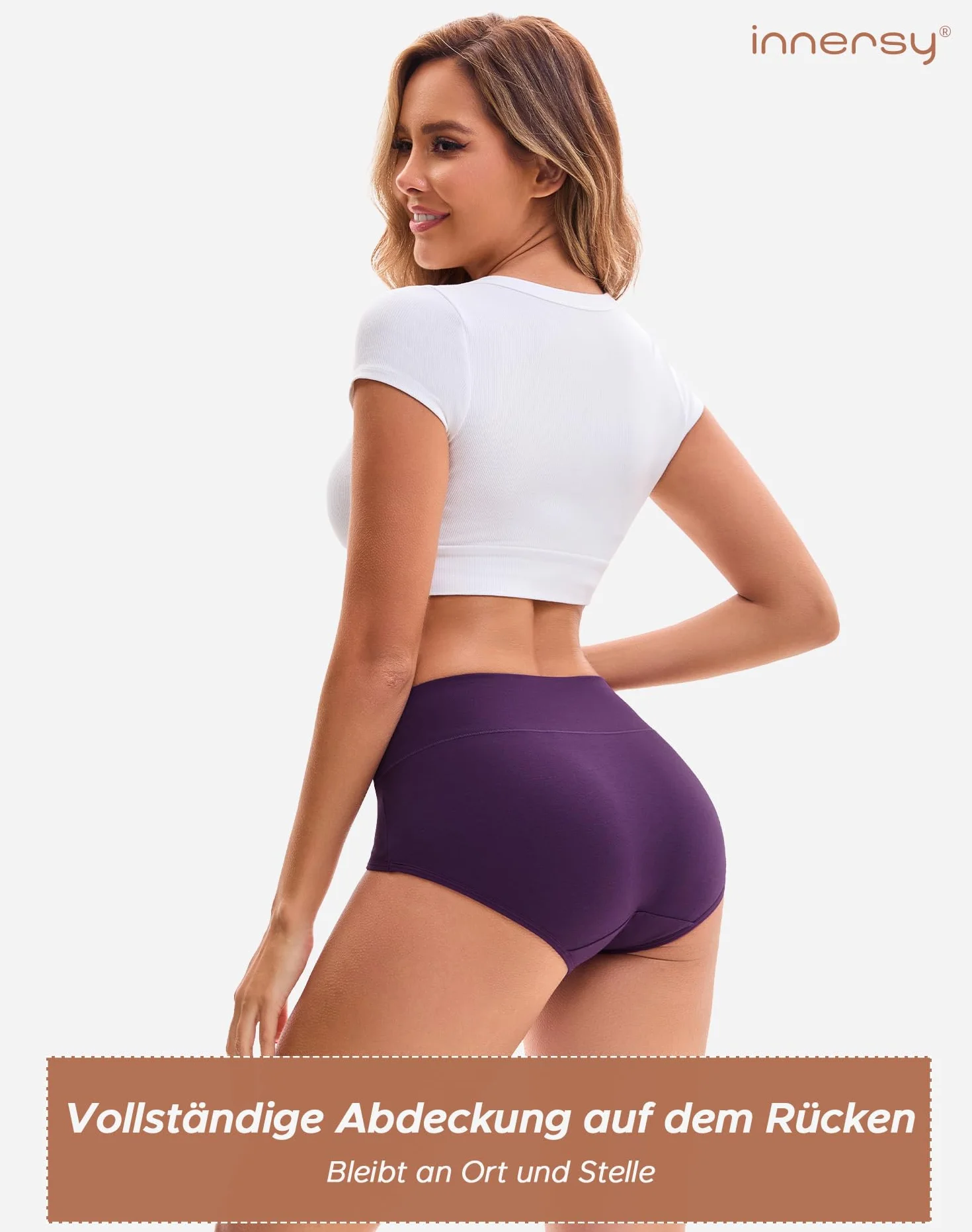 INNERSY majtki damskie, stretch, bawełna, wysoka talia, miękka bielizna, 5 par