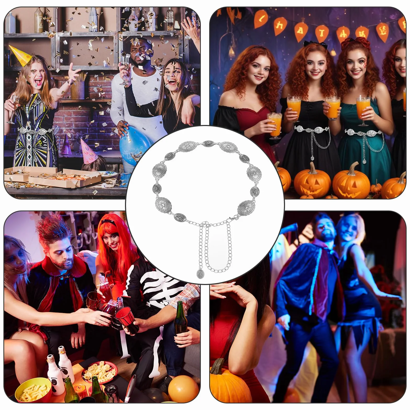 Sibba Halloween łańcuszek na talię paski wiejskie stroje koncertowe dla kobiet westernowy strój kowbojka topy urocza biżuteria Y2k Jean kolokacja sukienki kowbojskie koszule ubrania boho akcesoria