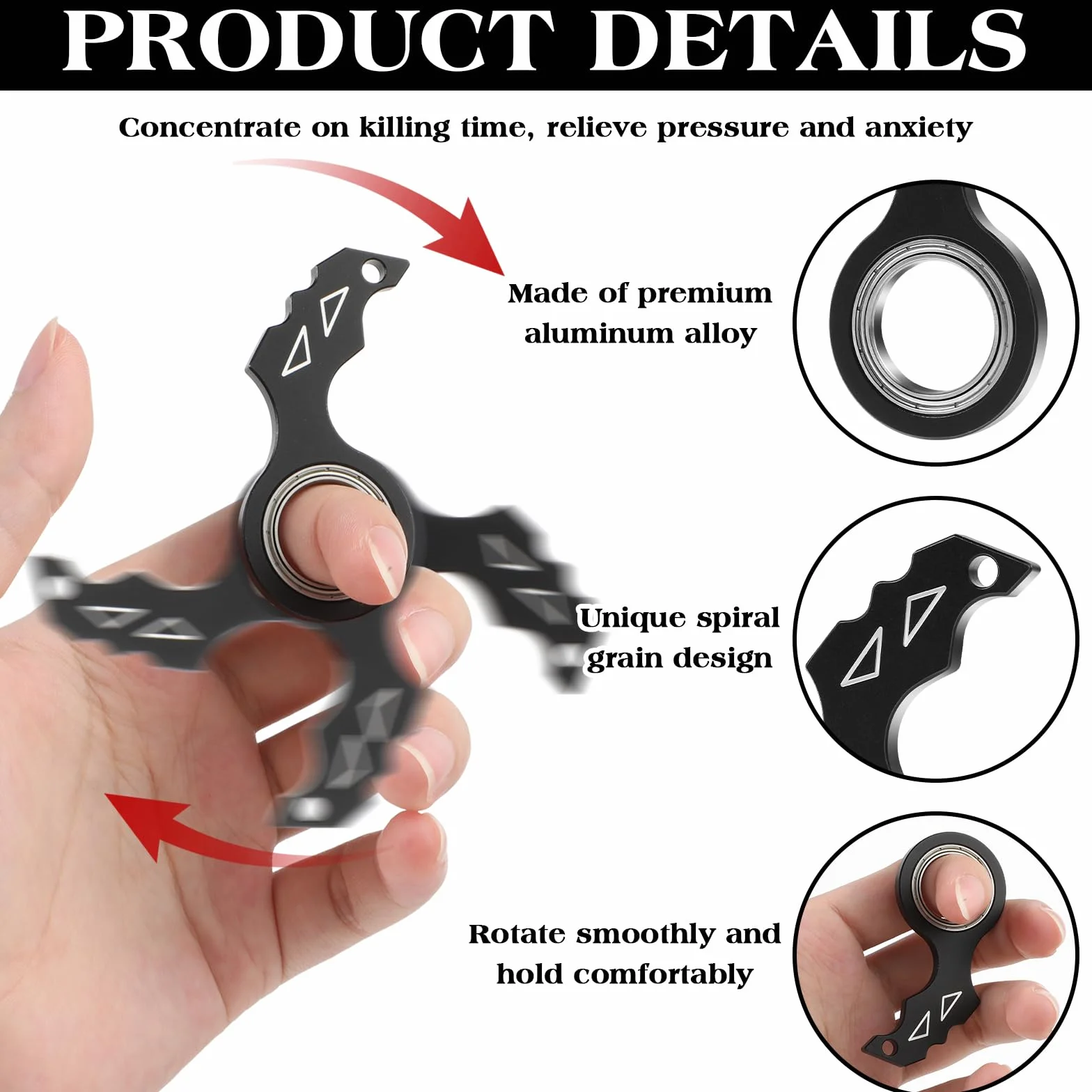 Tyqour Spinner Brelok Fidget Brelok dla dorosłych przenośny brelok spinningowy zabawka dla nastolatków dorosłych