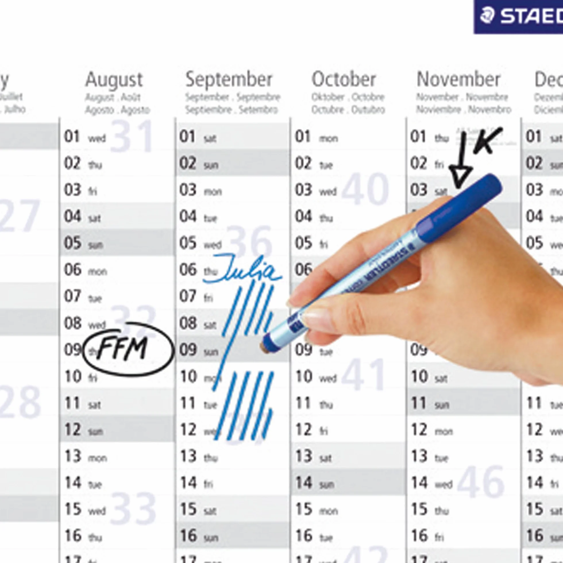 Staedtler 305M WP4 Lumocolor Correctable Transparency Pen Stalówka M Opakowanie 4 szt