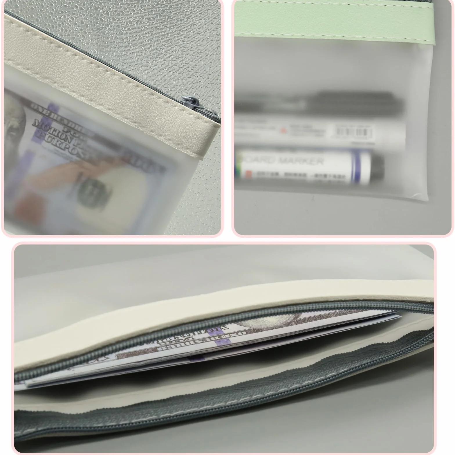 Torby na pieniądze z zamkiem błyskawicznym, etui na pieniądze, koperty na gotówkę, torba bankowa, przezroczysty organizer na pieniądze, koperty na gotówkę, wielofunkcyjny organizer na gotówkę, portfel