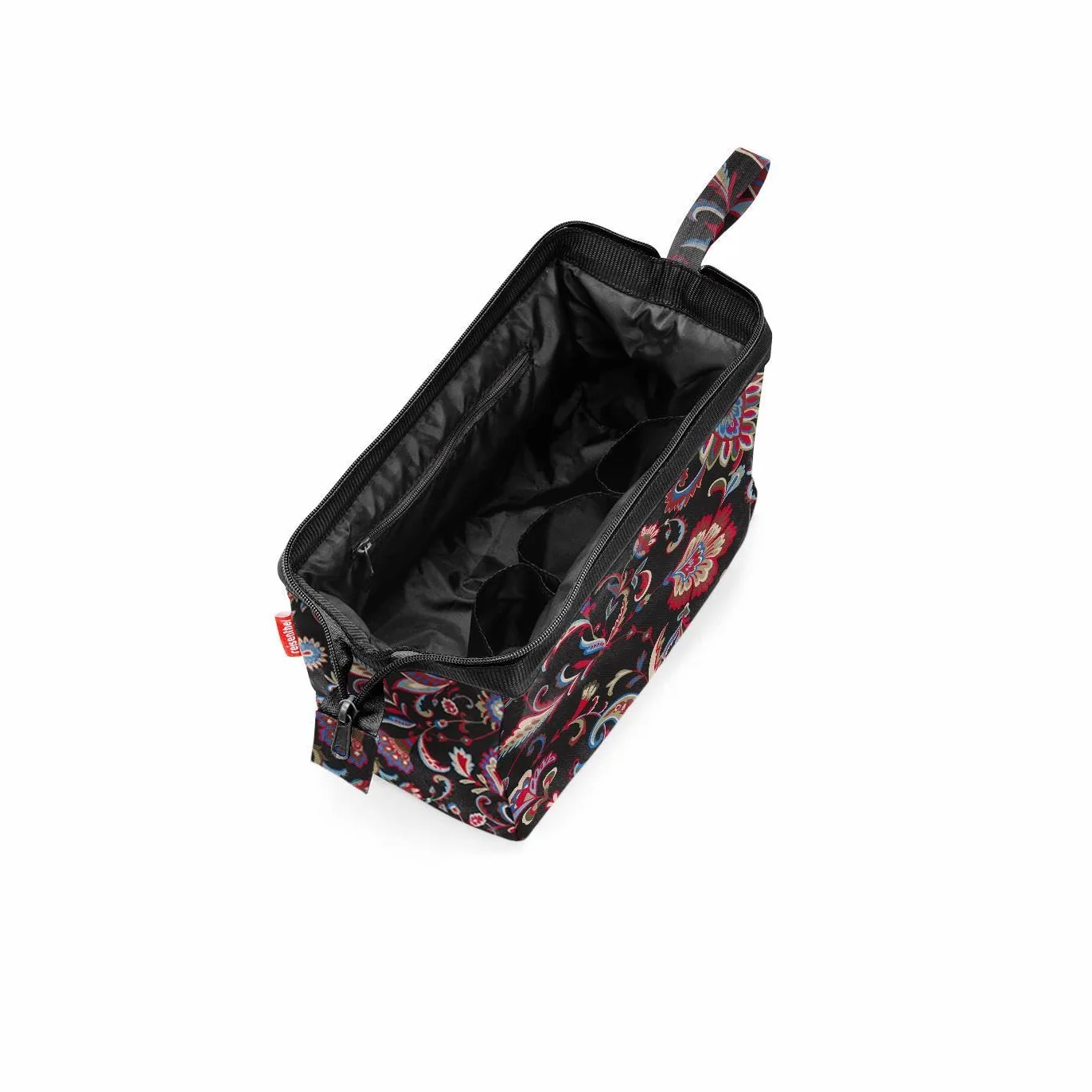 reisenthel Travelcosmetic paisley black – mocna, wytrzymała i praktyczna podróżna kosmetyczka, pasek na rękę, wodoodporny materiał, Paisley Black, 26 x 18 x 13,5 cm, Kosmetyka podróżna