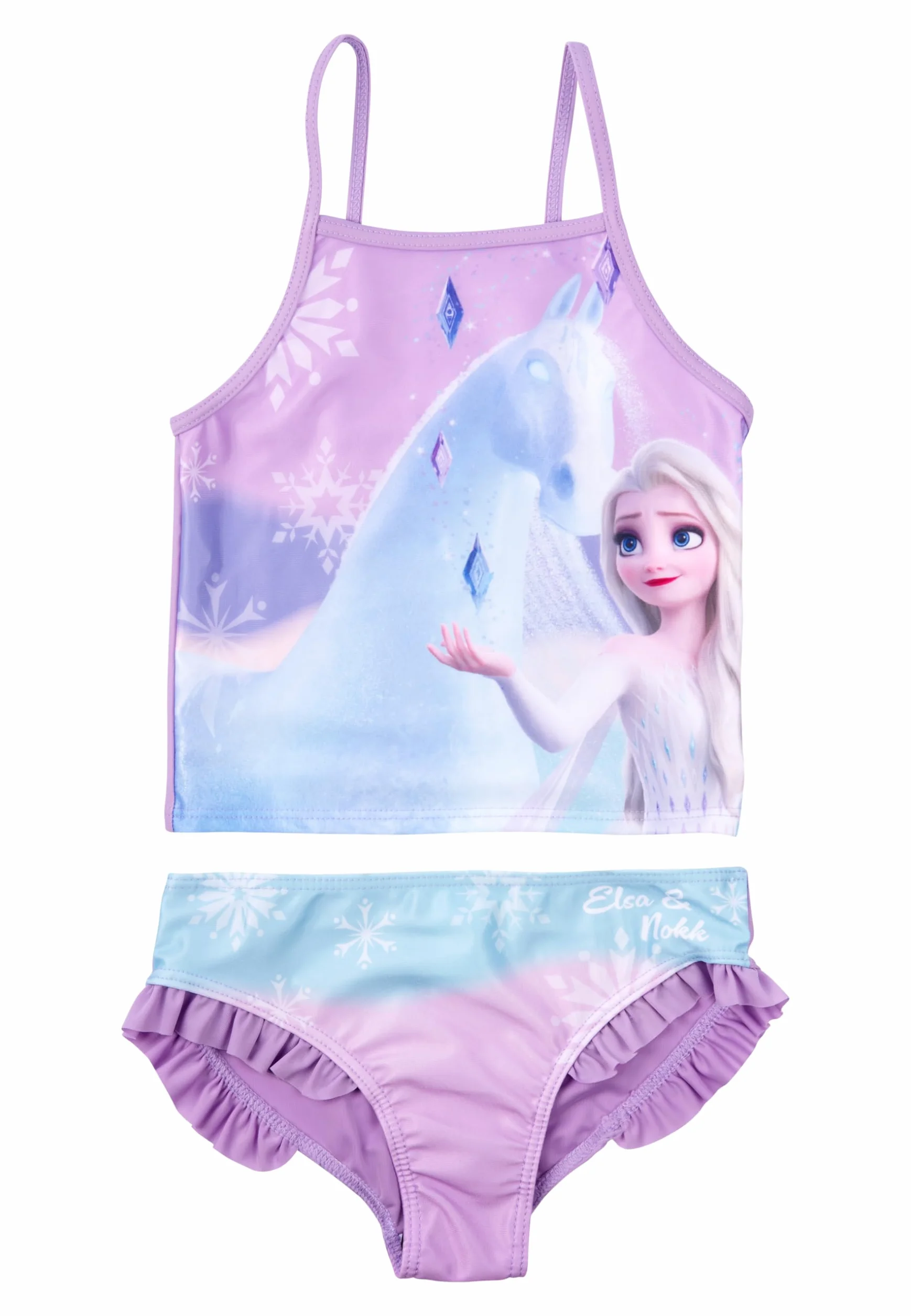 Disney Królowa Śniegu Tankini kostium kąpielowy z falbankami dla dziewczynek - Elsa Kraina Lodu Dwuczęściowy strój kąpielowy dla dziewczynek - Elsa Frozen dwuczęściowy strój kąpielowy