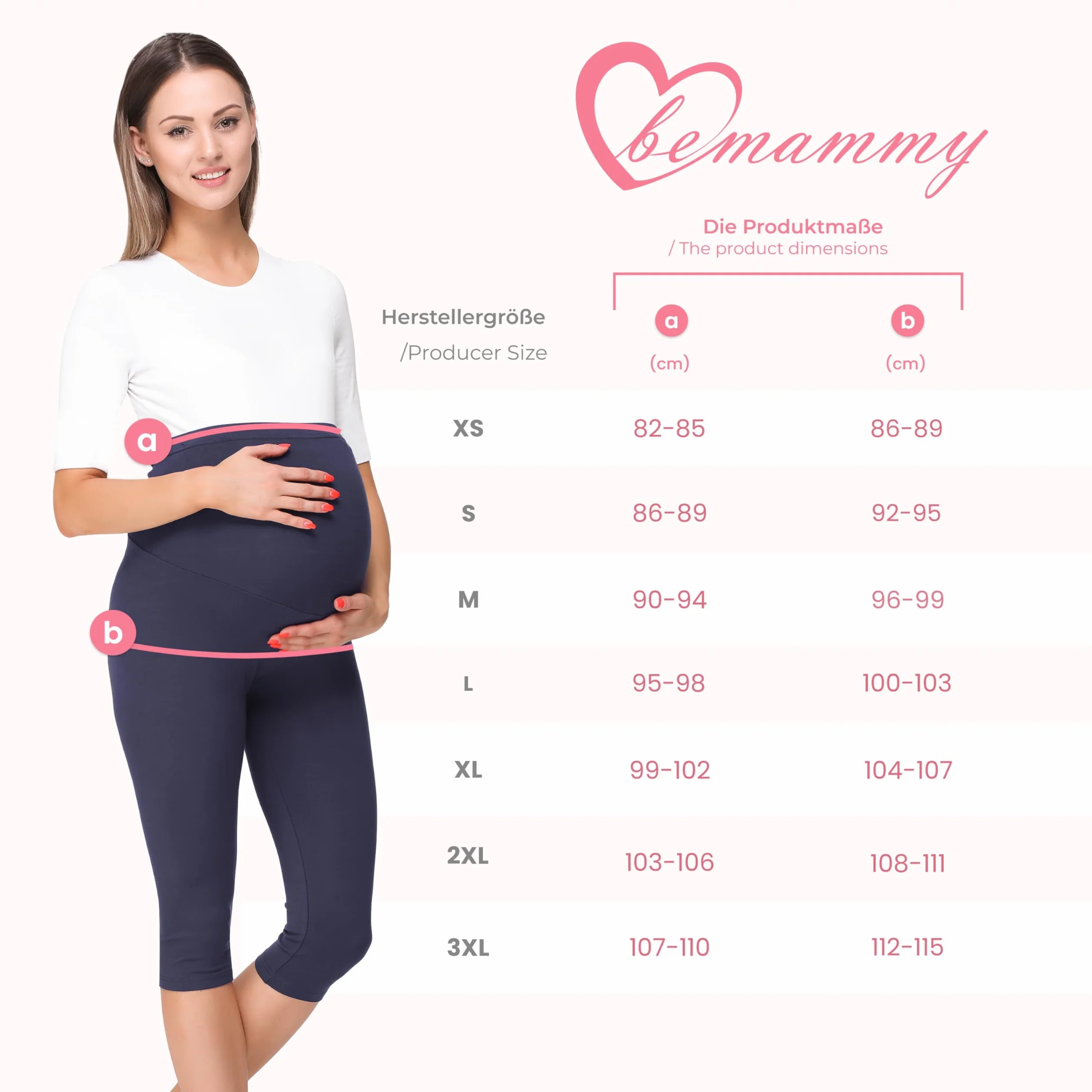 Be Mammy 3/4 Legginsy Ciążowe z Wiskozy BE-03
