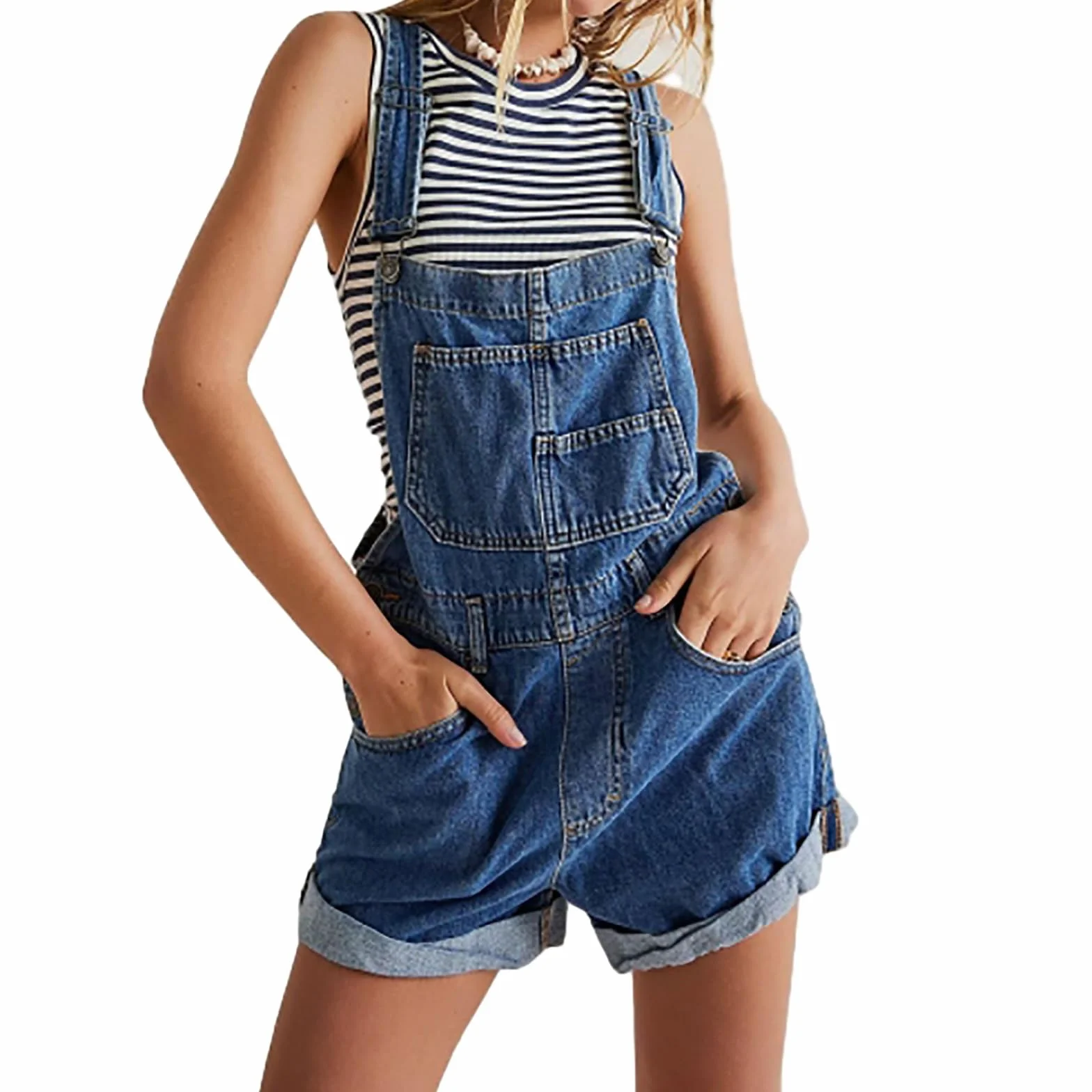 Ogrodniczki Damskie Letnie Jeansy Krótkie Jeansowe Ogrodniczki Robocze Ogrodniczki z Klamrą Szorty Cargo Jeansowe Ogrodniczki Spodnie Ogrodniczki Jeansowe Ogrodniczki Damskie z Kieszeniami