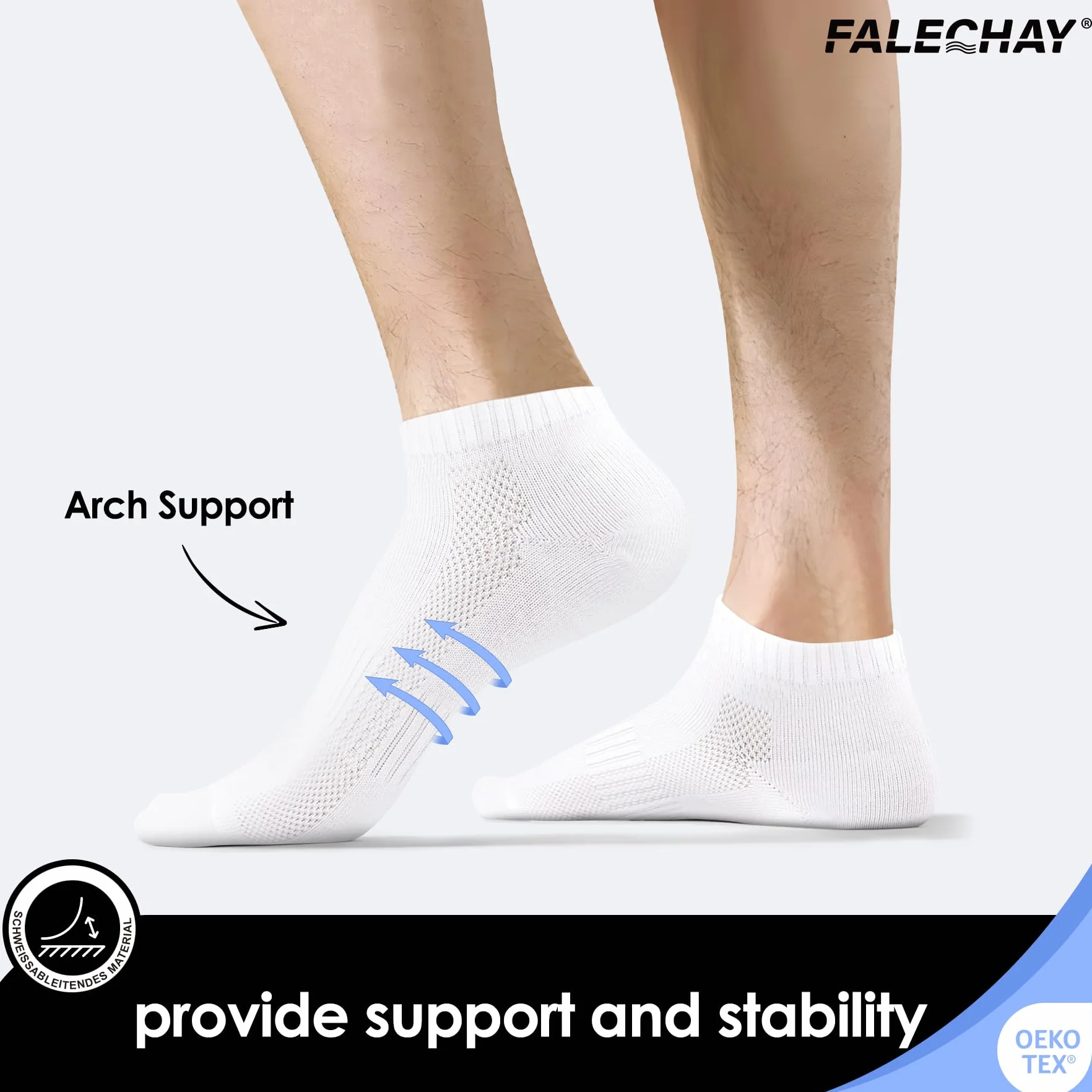 Falechay 10 Par Skarpetki Męskie Damskie Skarpety Sportowe Krótkie Oddychające Bawełniane PółSkarpety Unisex
