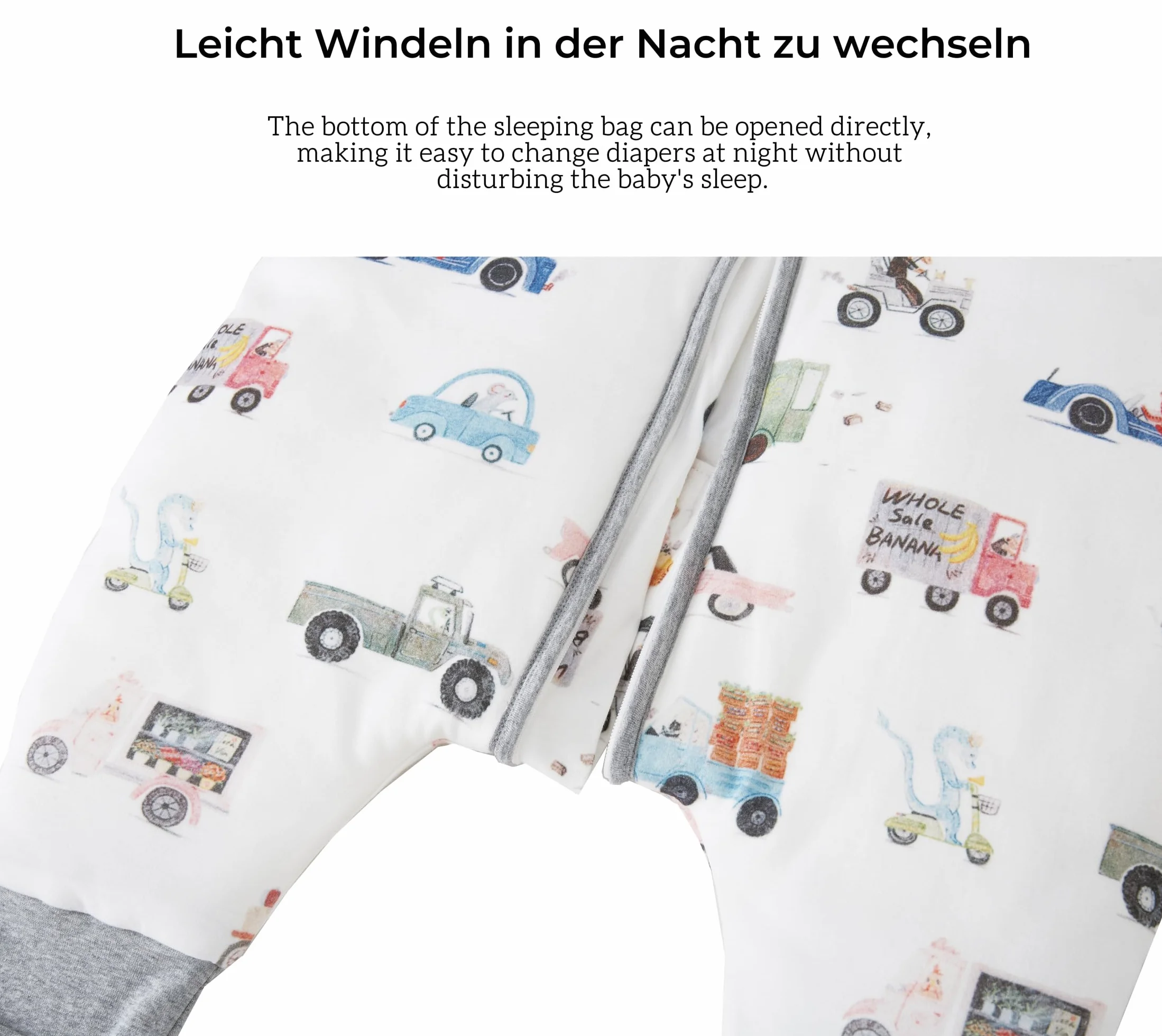 Chilsuessy Śpiwór Niemowlęcy z Nogawkami, 2,5 Tog, Zimowy, Uniseks, Całoroczny, Dla Dzieci, Kolorowe Samochody, 90 cm, Wzrost Dziecka 95-105 cm