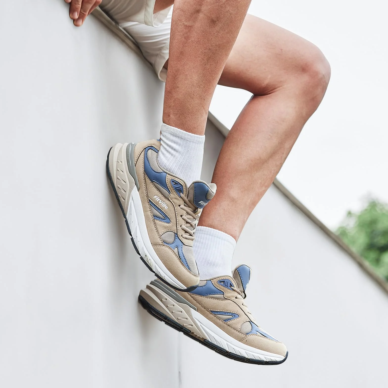 FitVille Sneakers Męskie buty do biegania Extra Wide Buty sportowe Antypoślizgowe trampki Oddychające buty do biegania po drodze Jogging chodzenia Szerokie stopy