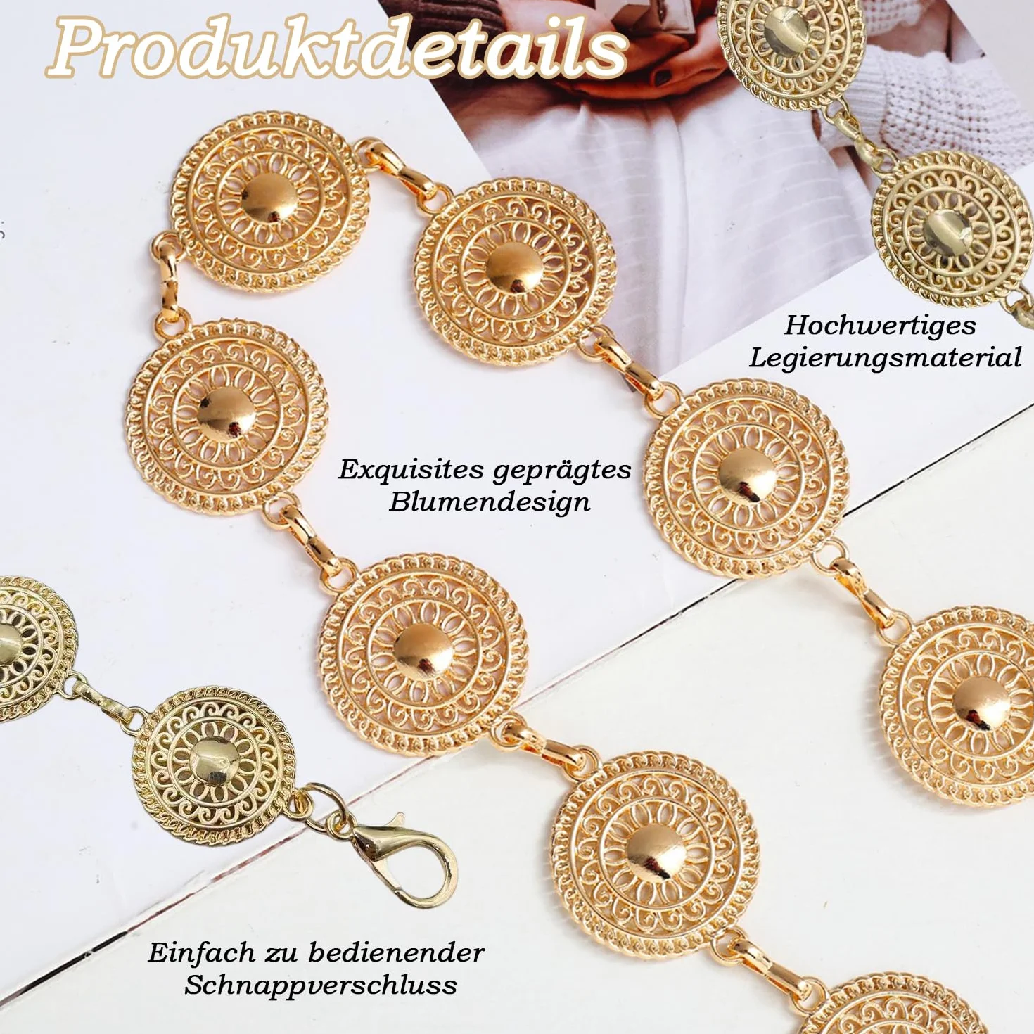 Łańcuszek na talię, złoty łańcuszek na brzuch, damski, boho, do sukienki, łańcuszek na talię, biżuteria do ciała, średniowieczny vintage, regulowany metalowy łańcuszek na ciało, biżuteria, 117 cm