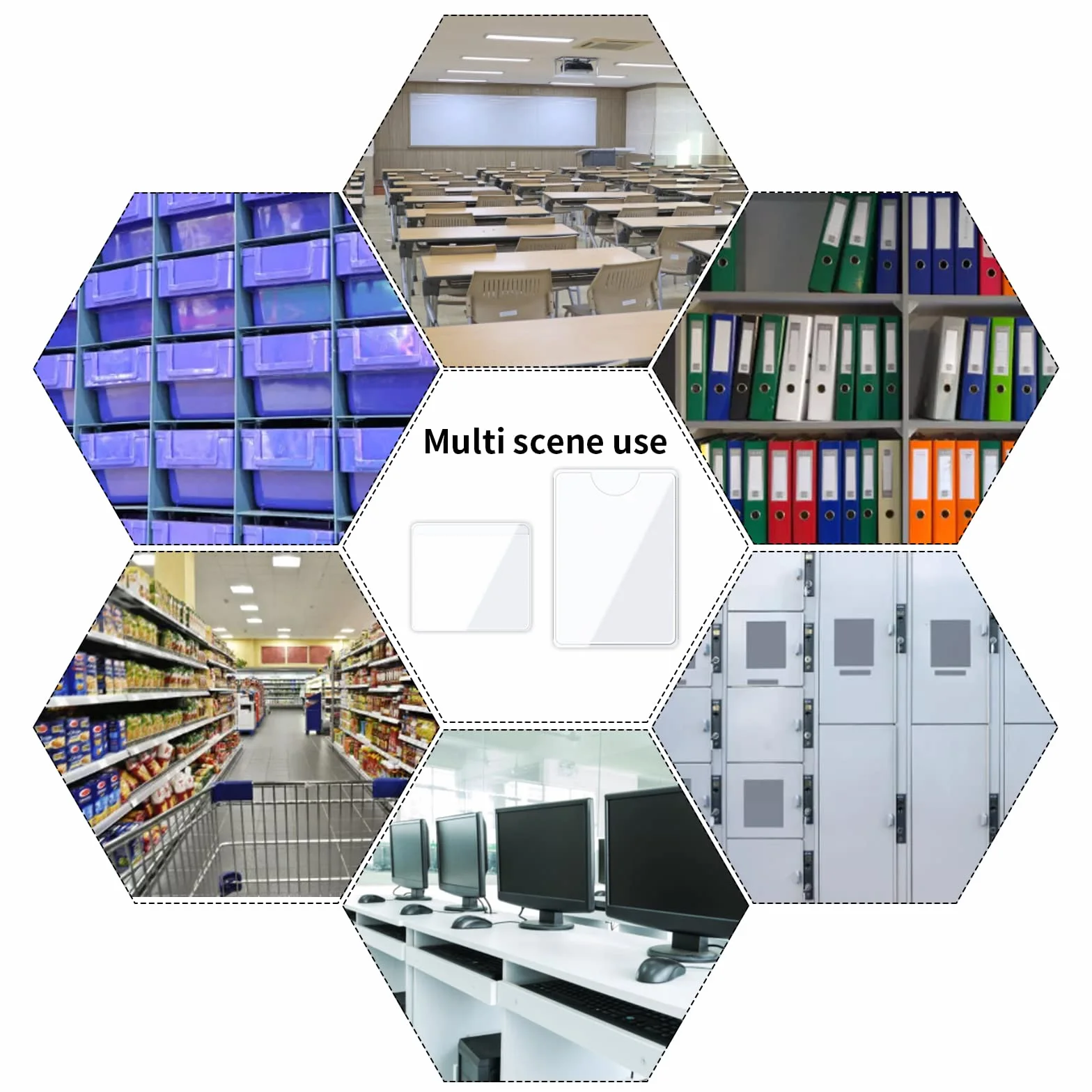 Samoprzylepne etui na karty indeksowe, 2 rozmiary, przezroczyste etui na karty z otwieranym u góry do organizowania i ochrony kart indeksowych, zdjęć, etykiet na teczki (9 x 6 cm, 5 x 4,5 cm)