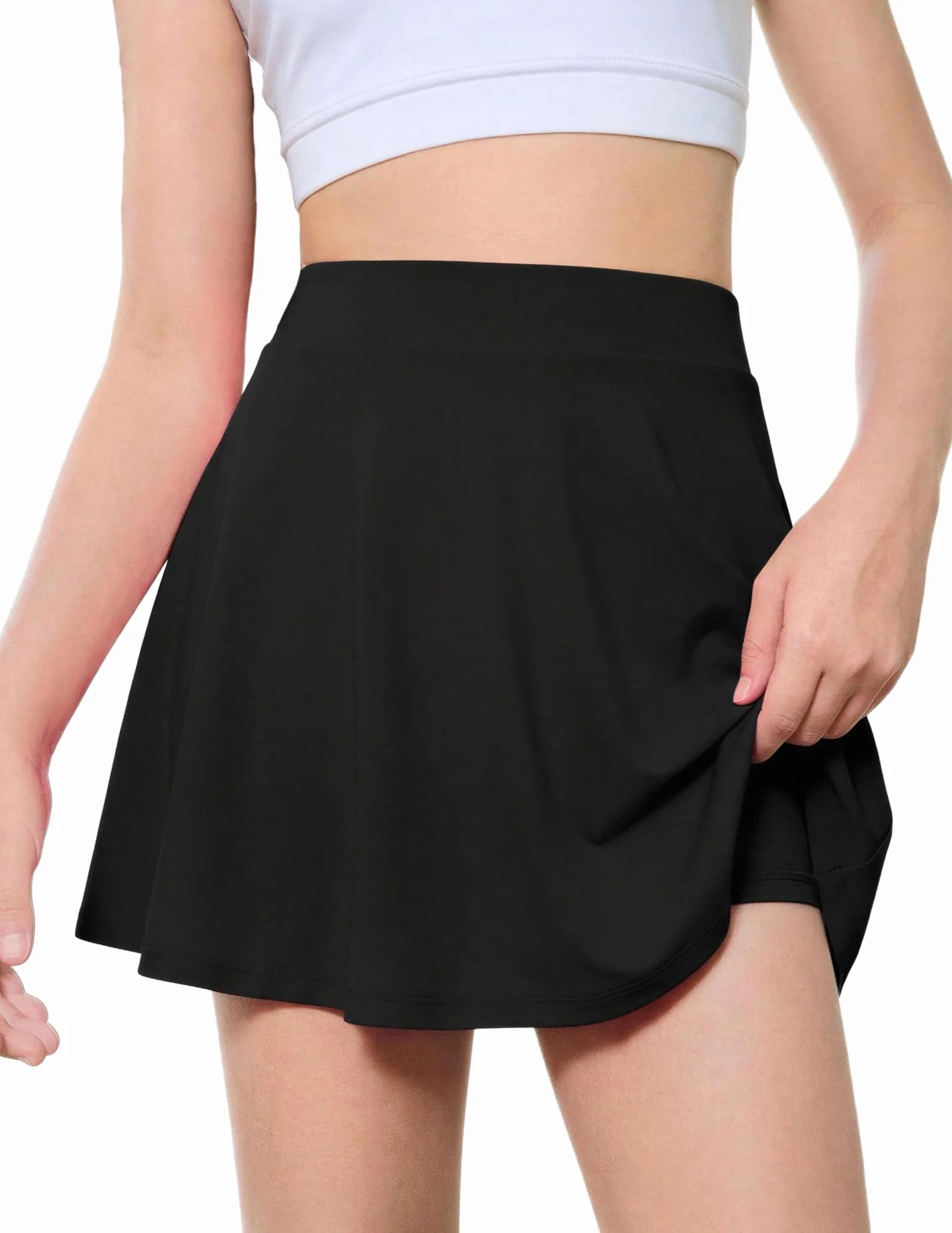 Arshiner Spódnica dla dziewcząt, spódnica tenisowa ze spodniami, wysoka talia, spódnica sportowa, linia A, plisowana spódnica dla dzieci, spódnica cheerleaderki z kieszeniami, 6-15 lat