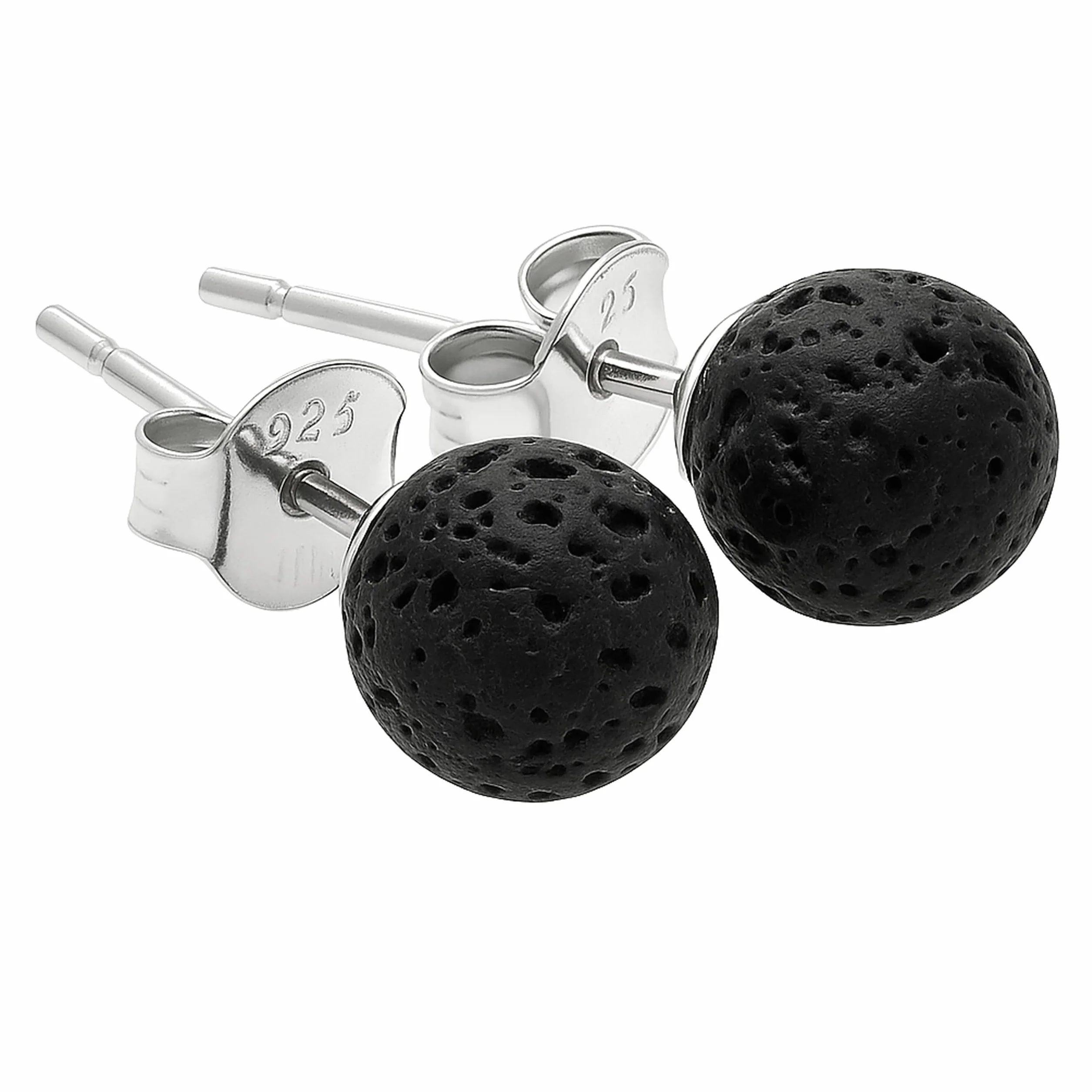 Kolczyki z kamieniem szlachetnym ze srebra próby 925 | kulka/perła o średnicy 6 mm | kolczyki z zamknięciem, 6mm, Kamień szlachetny, Różne