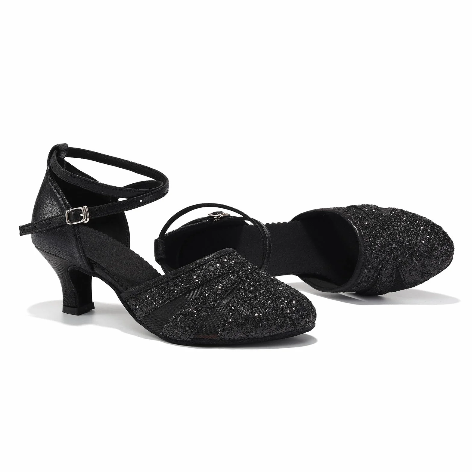 HIPPOSEUS Damskie buty do latynoskiego tańca 5 cm cekiny towarzyskie zamknięte salsa i tango buty tango