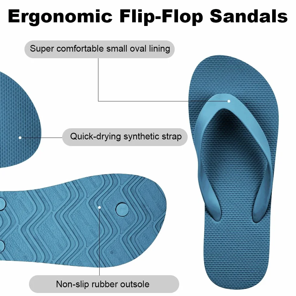 Aomig Unisex Japonki, Damskie i Męskie, Gumowe Klapki, Plażowe Klapki, Buty do Basenu, Czarne, Lekkie, Antypoślizgowe, Płaskie Japonki, Na Wakacje, Plażę, Basen, Galaretkowe Sandały