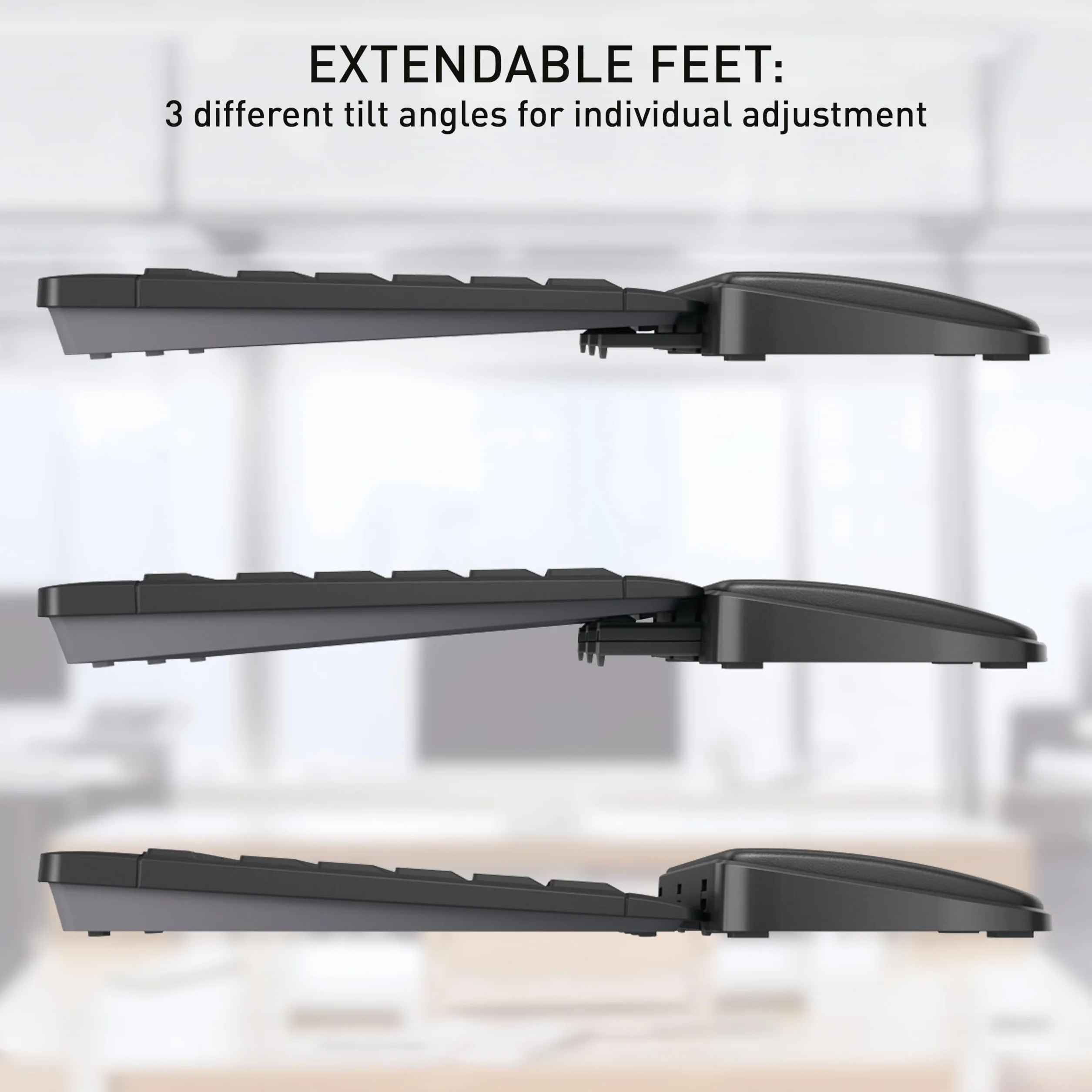 CHERRY PALMREST ERGO, ergonomiczna podpórka pod nadgarstki, kompatybilna z każdą klawiaturą, wysuwane nóżki, 3 różne kąty nachylenia, bardzo szeroka, czarny