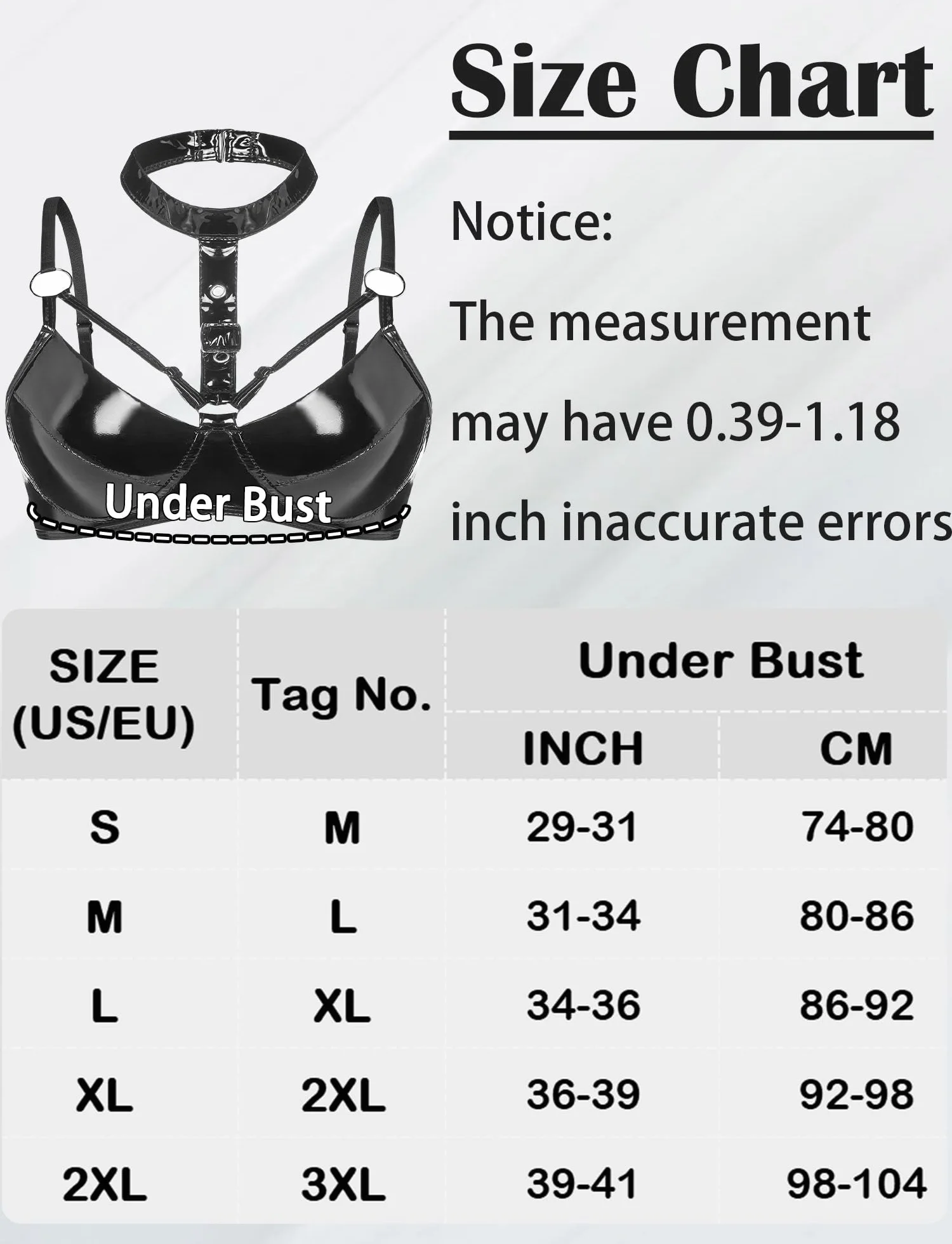 Maeau Damski biustonosz lateksowy seksowny Babydoll Crop Top Bra Wetlook błyszczący Braletka do klubu nocnego na imprezę EU S-XXL (Azja M-3XL)