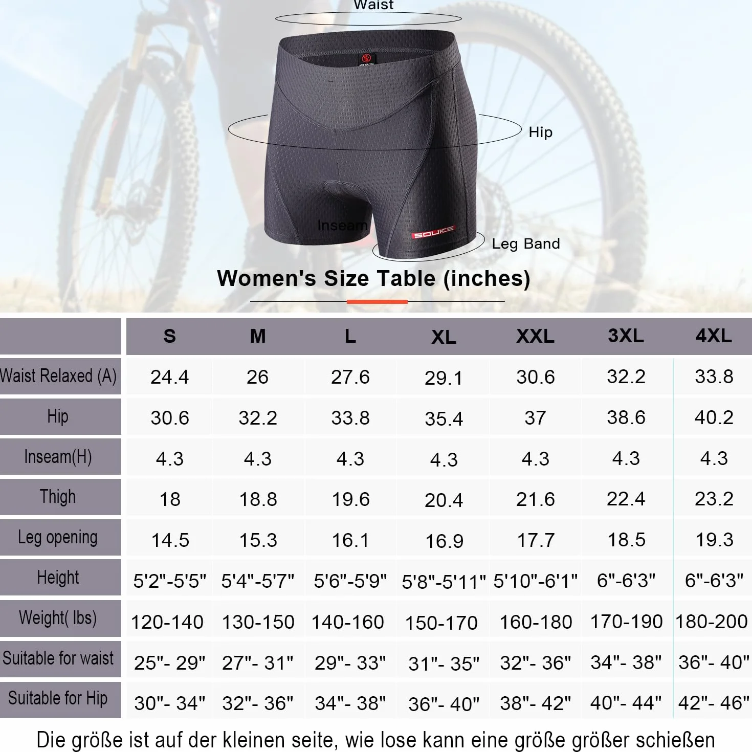 Souke Sports Damskie spodenki rowerowe 4D wyściełane spodenki rowerowe, damskie spodenki rowerowe, oddychające spodenki rowerowe antypoślizgowe
