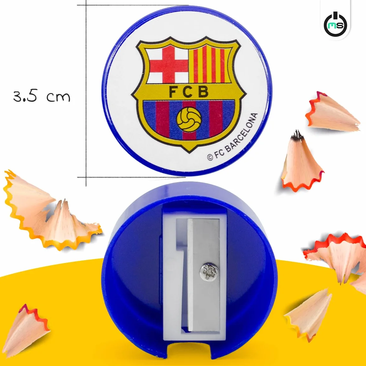 Zestaw artykułów piśmienniczych FC Barcelona zawiera 2 ołówki, 1 temperówkę, 2 gumki do ścierania z tarczą Barça Materiały szkolne | Oficjalny produkt