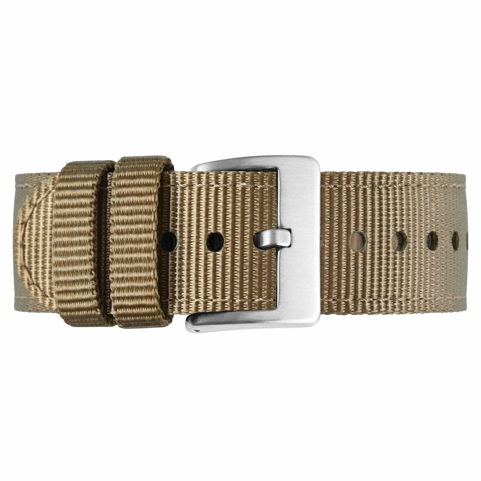 BISONSTRAP Męskie nylonowe paski do zegarków, dwuczęściowe, wojskowe, szybkie zapięcie, szczotkowana klamra, szerokość 18 mm, 19 mm, 20 mm, 22 mm