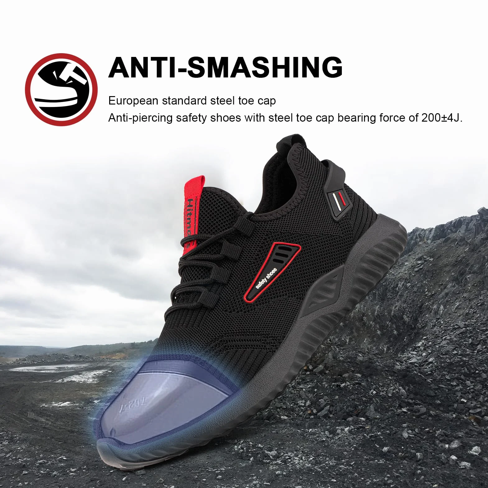 Hitmars Buty ochronne, męskie, robocze, damskie, stalowe noski, buty do gotowania, wygodne, sportowe, do kuchni, antypoślizgowe, do pracy, czarne, EU36-48