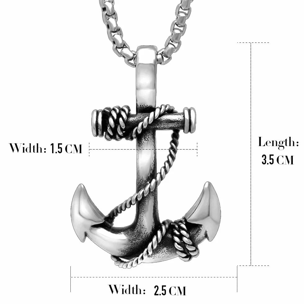 Wisiorek ze stali nierdzewnej z kotwicą żeglarską z Karaibami, łańcuszek dla mężczyzn e stal szlachetna, colore: Silver, cod. DZSY0027sy