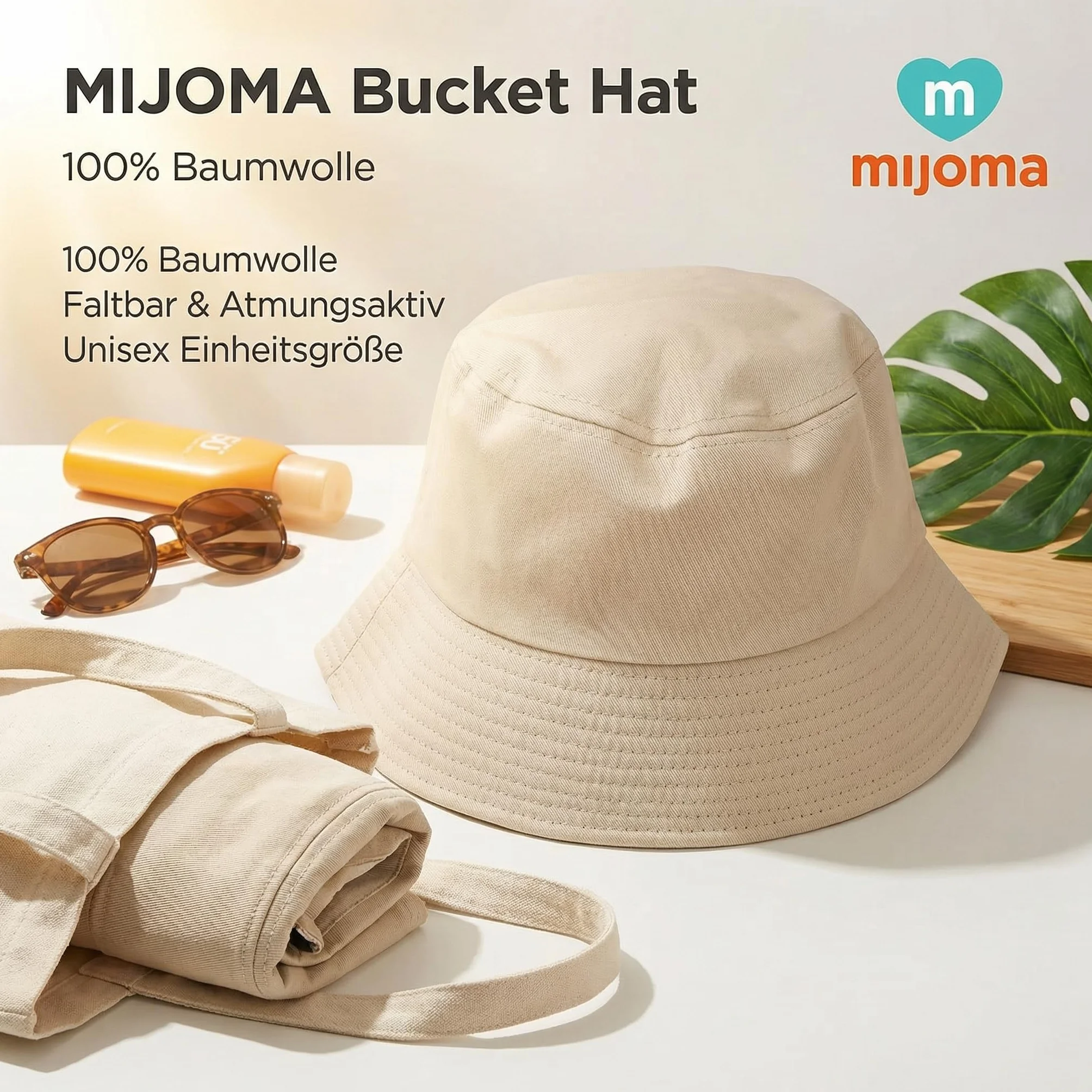 MIJOMA Bucket Hat kapelusz wędkarski, uniseks, letni kapelusz rybacki, modny dodatek dla kobiet i mężczyzn, składany, oddychający, rozmiar uniwersalny