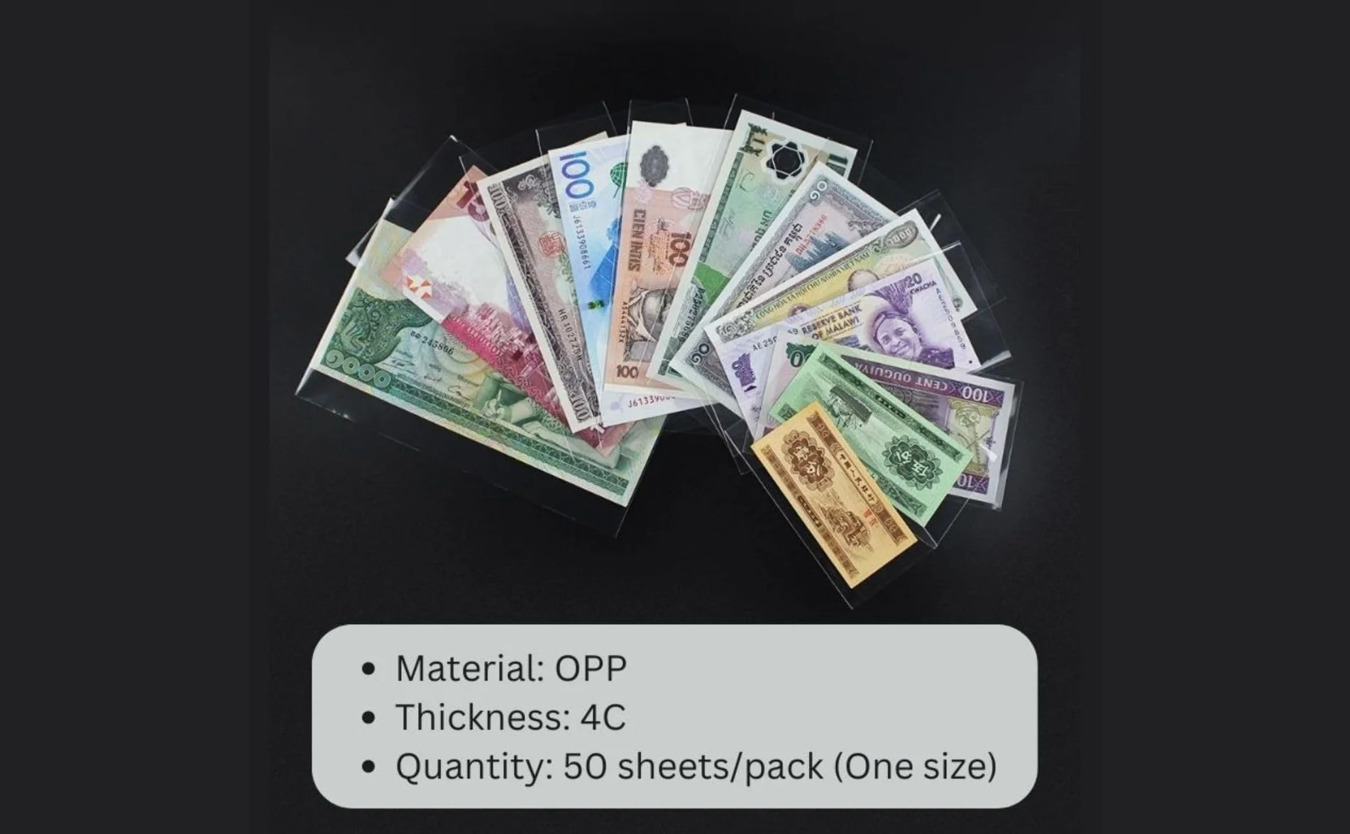 50 sztuk Rozmiar 9 Profesjonalne Ochronne Koszulki Plastikowe na Banknoty, Ochrona Pieniędzy Papierowych, Woreczki OPP do Kolekcjonowania Monet i Akcesoriów