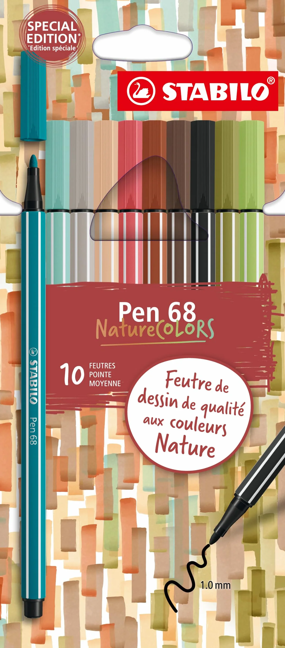 STABILO Pen 68 NatureCOLORS Premium z końcówką z włókna, 10 sztuk, różne kolory natury