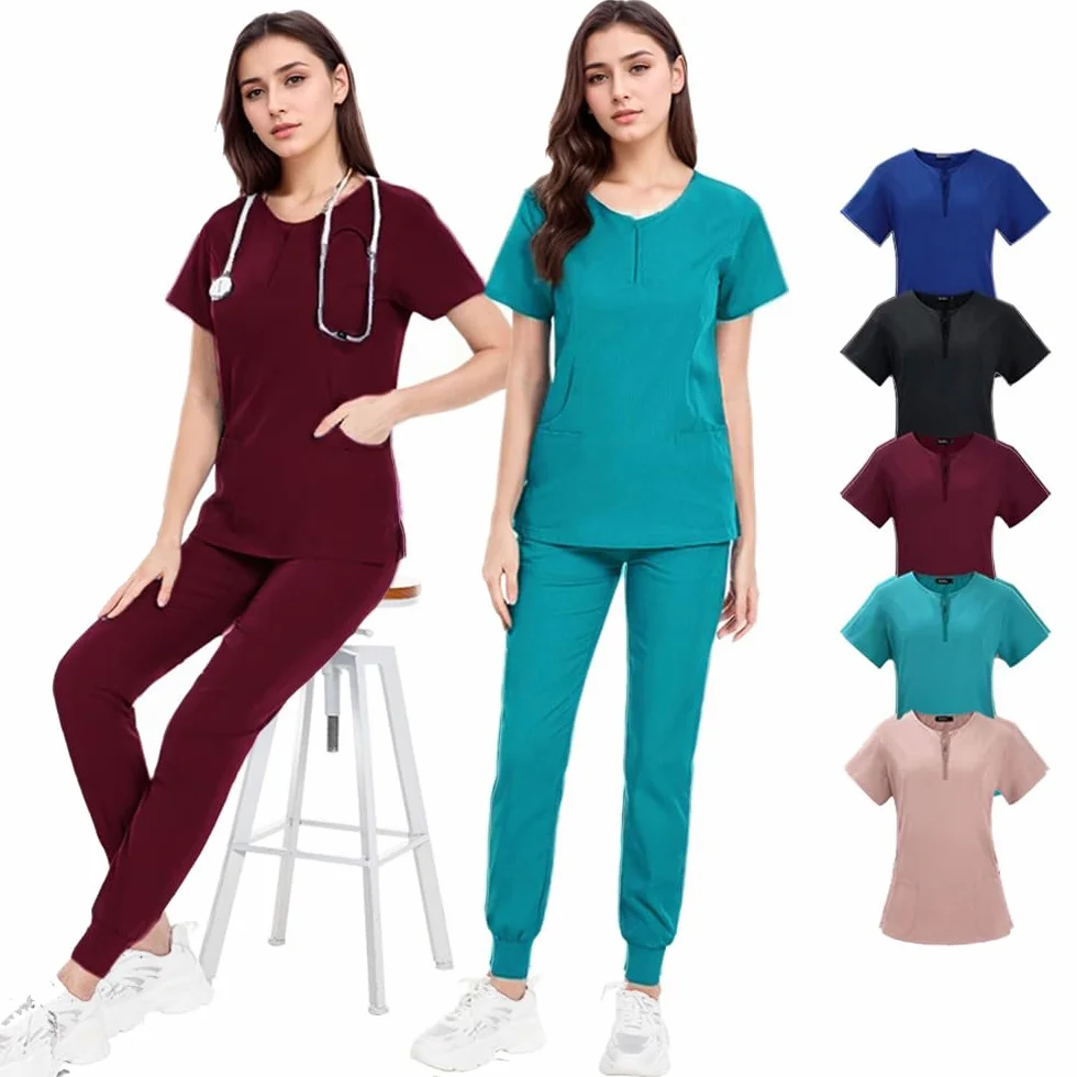 Zestaw peelingów Split Crew Neck Top z 4 kieszeniami Stretch Fit Jogging Spodnie medyczne DK07 Dental Grooming Pet