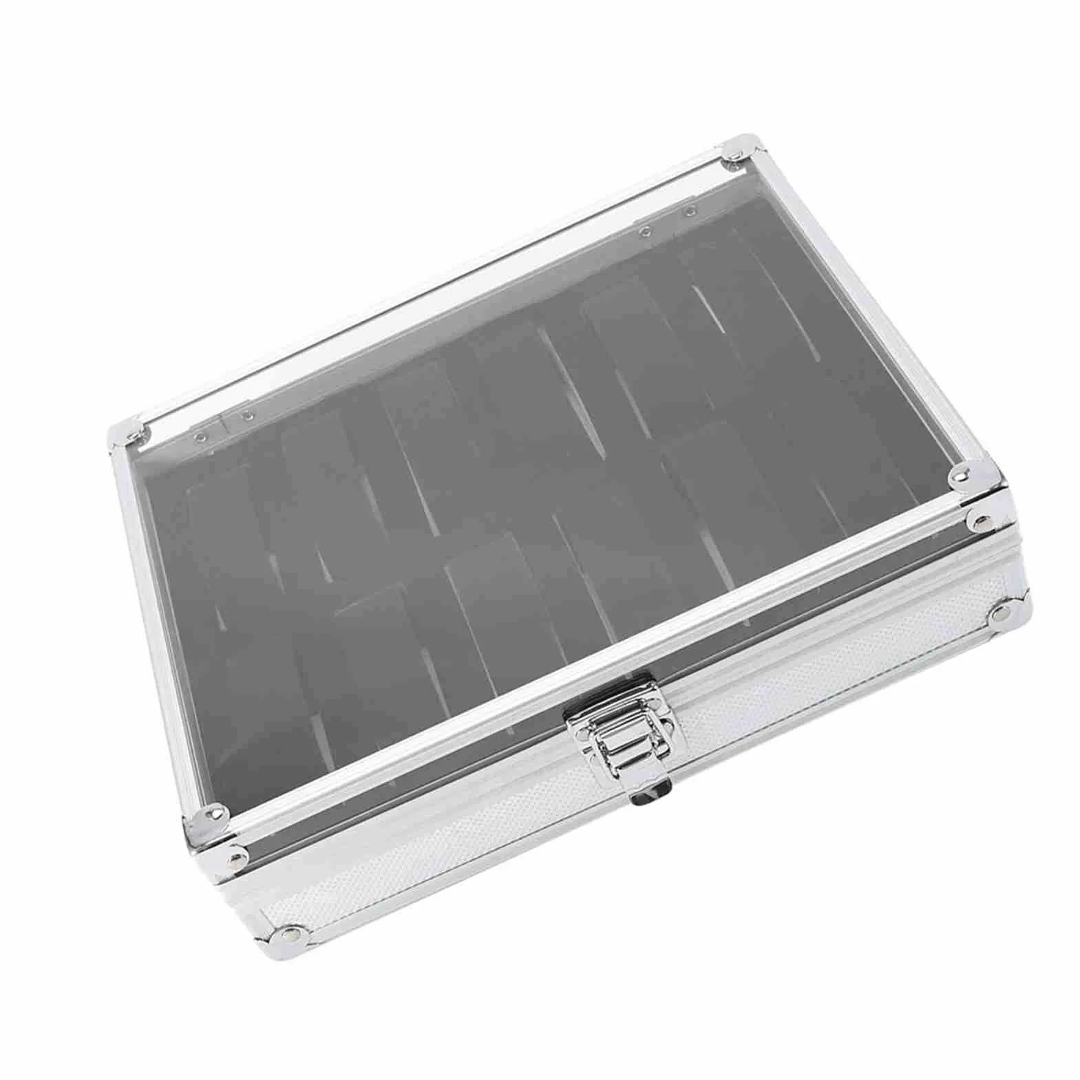 Keenso Elegancki Aluminiowy Wyświetlacz z Zegara z Akrylowym Oknem Wyświetlacza, Wysokiej ści Pudełko do Przechowywania dla Entuzjastów, Szczeliny 6/12 do Organizowania Zegarków i Biżuterii