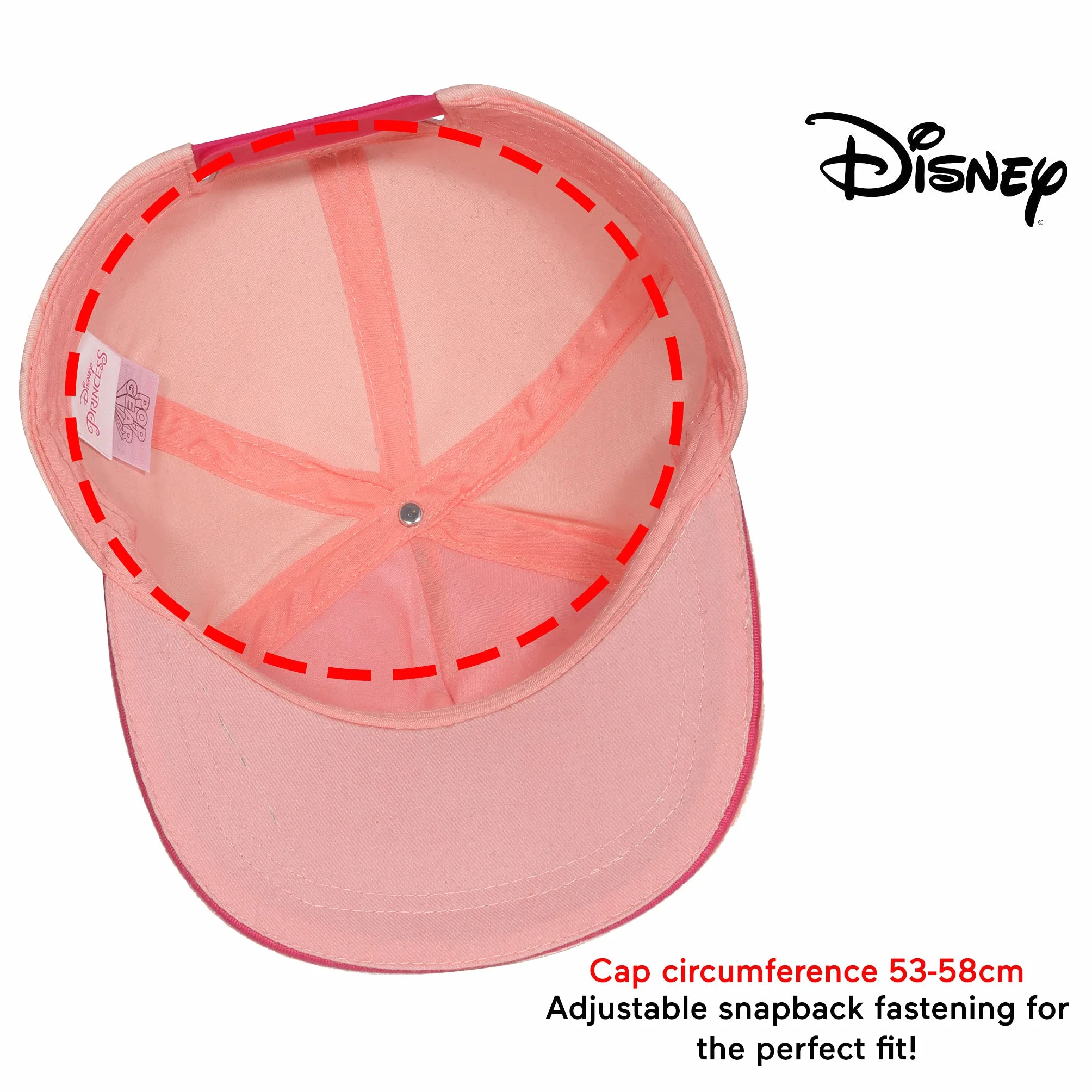 Disney Princess Line szkice dziewczęca czapka baseballowa | oficjalny produkt | czapka Disneya, z zapięciem z tyłu, pomysł na prezent dla dziewcząt
