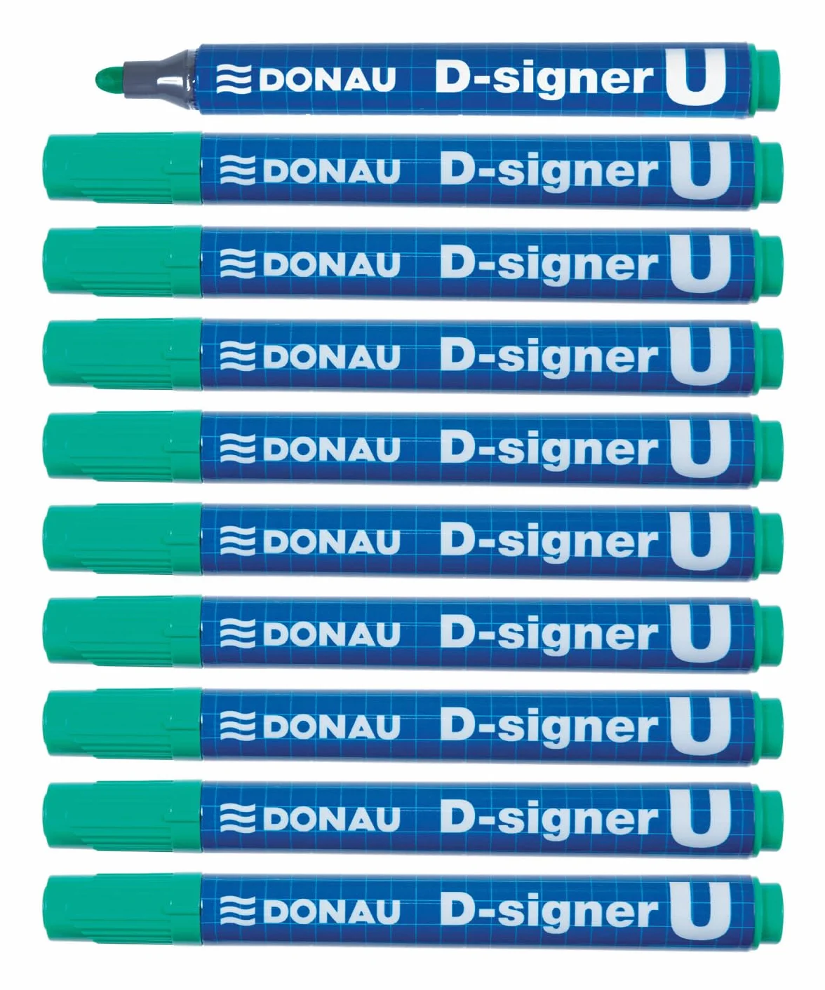 DONAU 7371001-06PL D-Signer U marker permanentny / 10 sztuk/zielony/okrągły szpic 2-4 mm (kreska) / marker permanentny/nietoksyczny/wodoodporny/na bazie alkoholu