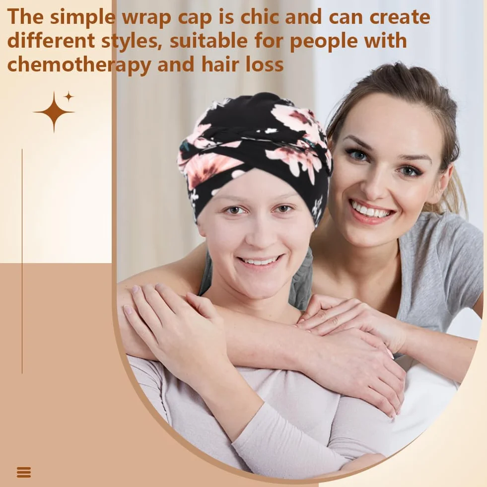 Damski turban wstępnie zawiązany skręcony warkocz, damskie nakrycia głowy na raka, czapka chemioterapeutyczna czapka na wypadanie włosów czarna, Czarny, rozmiar uniwersalny