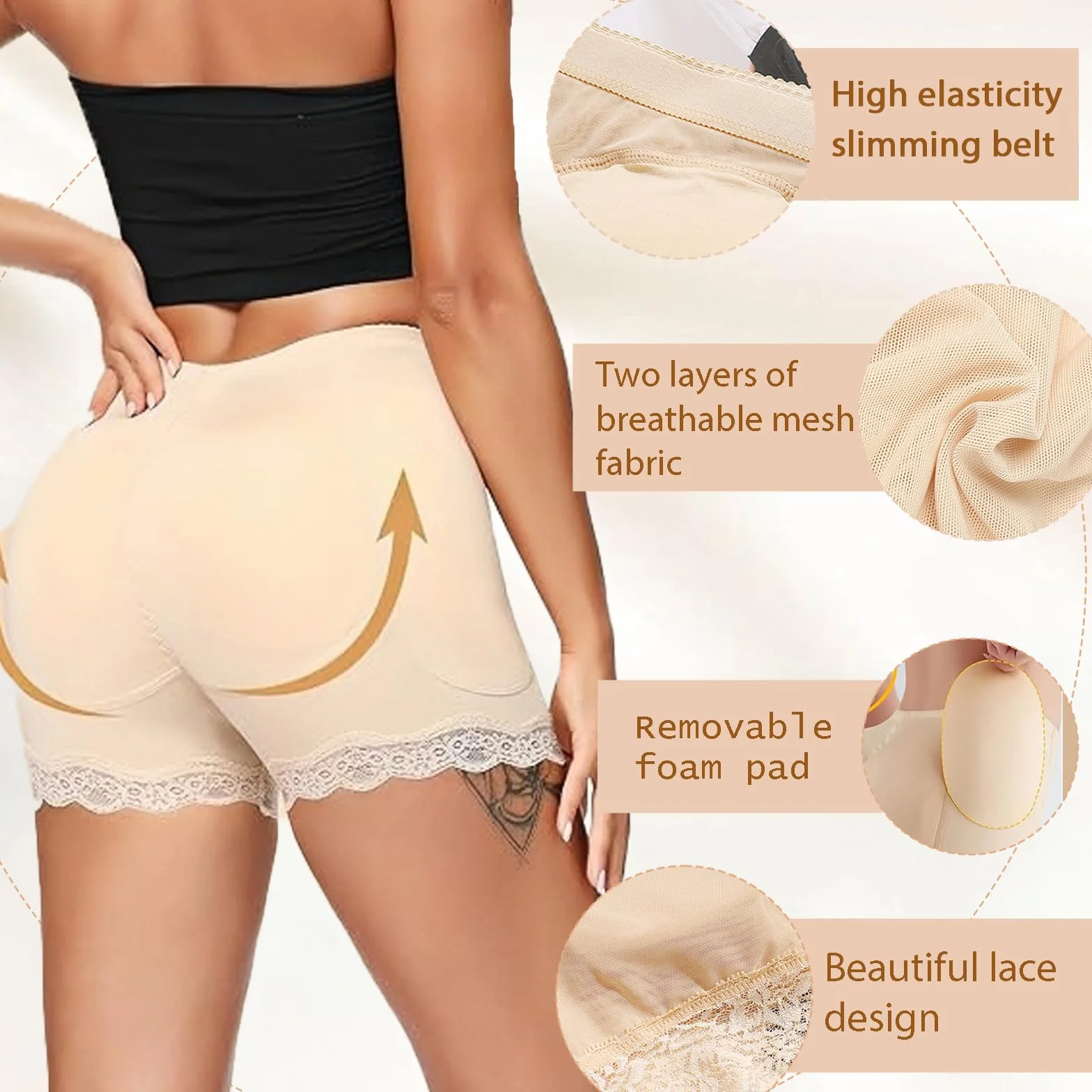 Wyściełane majtki damskie majtki pośladki majtki push up butt lifter body shaper Invisible Perfect Butt Shaper Panty wyściełane majtki modelujące majtki z wyjmowanymi wyściełanymi