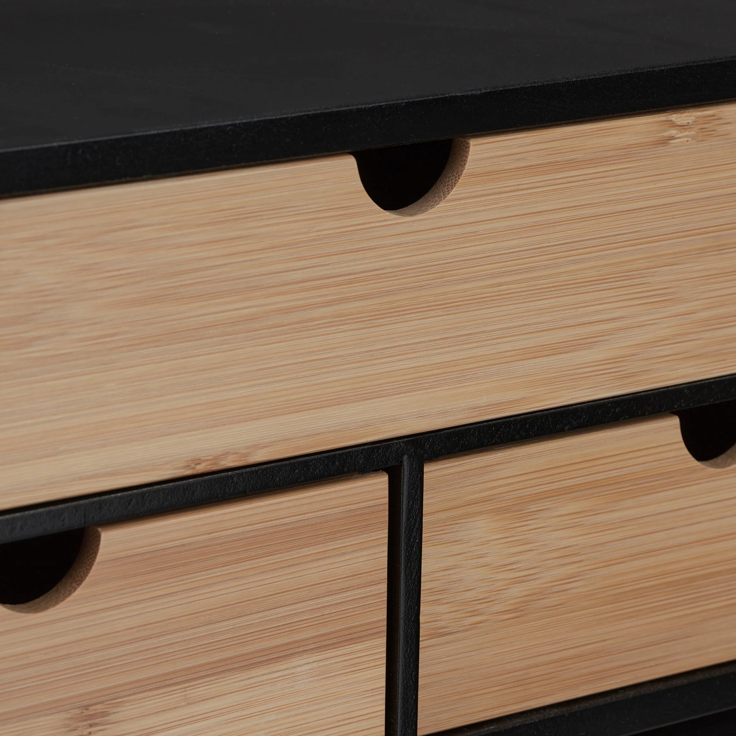 Relaxdays Organizer na biurko, 3 szuflady, bambus i MDF, organizer na biurko, wys. x gł.: 13,5 x 33 x 21 cm, naturalny/czarny