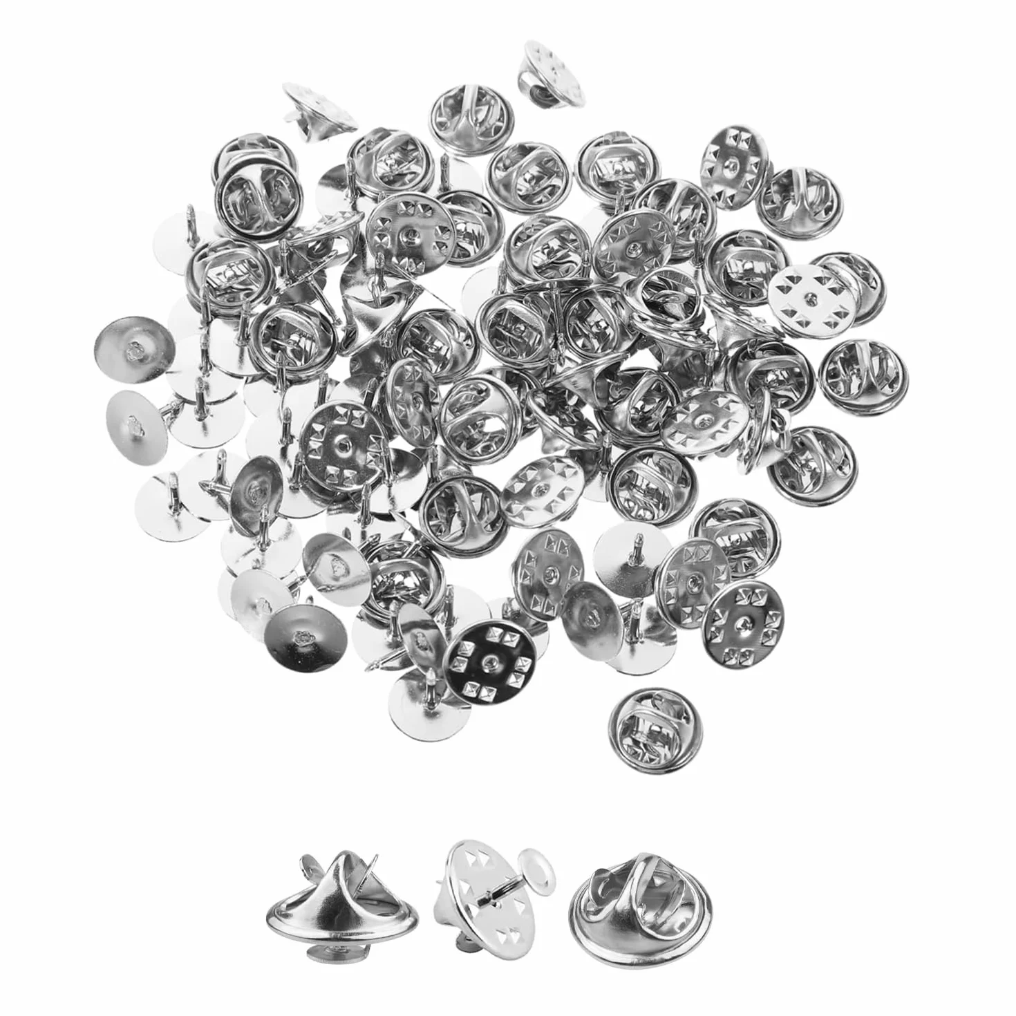 Szpilki do wiązania sprzęgła motylkowego, 50 szt. sprzęgła motylkowego, metalowe szpilki, zamiennik z tyłu z 8 mm pustymi pinami do rękodzieła, spinek do krawata, odznaka, srebrne