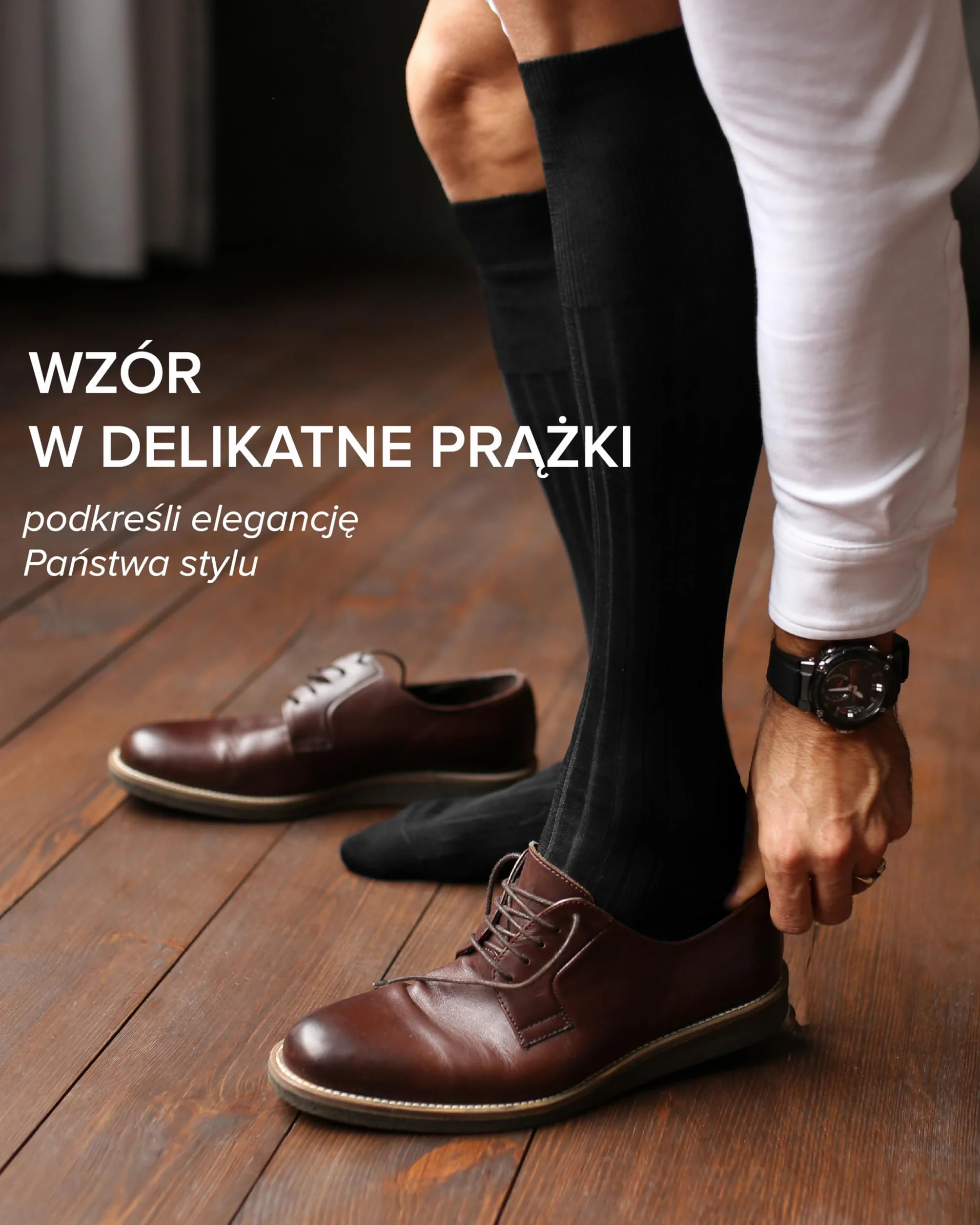 VITSOCKS Podkolanówki Męskie 100% BAWEŁNA Wysokie Skarpetki do Kolan (2 PARY) Eleganckie Prążkowane