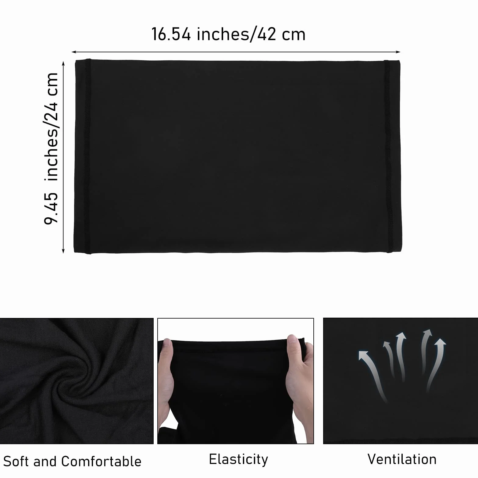 WLLHYF Bandana Mankiety na szyję Wielofunkcyjne nakrycie głowy Nakrycie twarzy do jogi Bieganie Wędrówka Jazda na rowerze Elastyczny Szalik Komin Unisex Opaska na czoło Odporna na promieniowanie UV Ochrona twarzy, czarny, jeden rozmiar