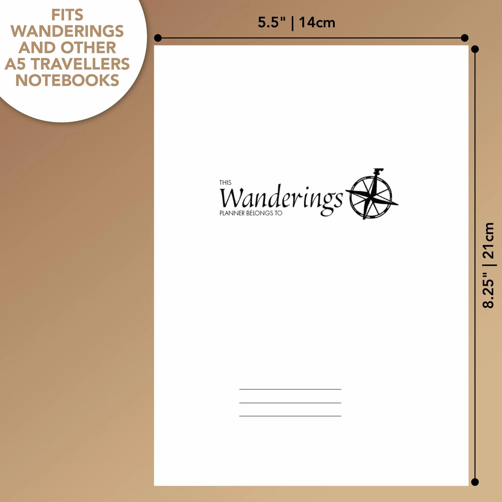 Wanderings Wkłady Uzupełniające do Kalendarza A5 Traveler's Notebook, 5,8 x 8,4 (14,2 x 21 cm), Stycznia 2027 -Grudnia 2027, Wkłady do Planera Skórzanych Dzienników Podróżnych, Pamiętników I Plannerów