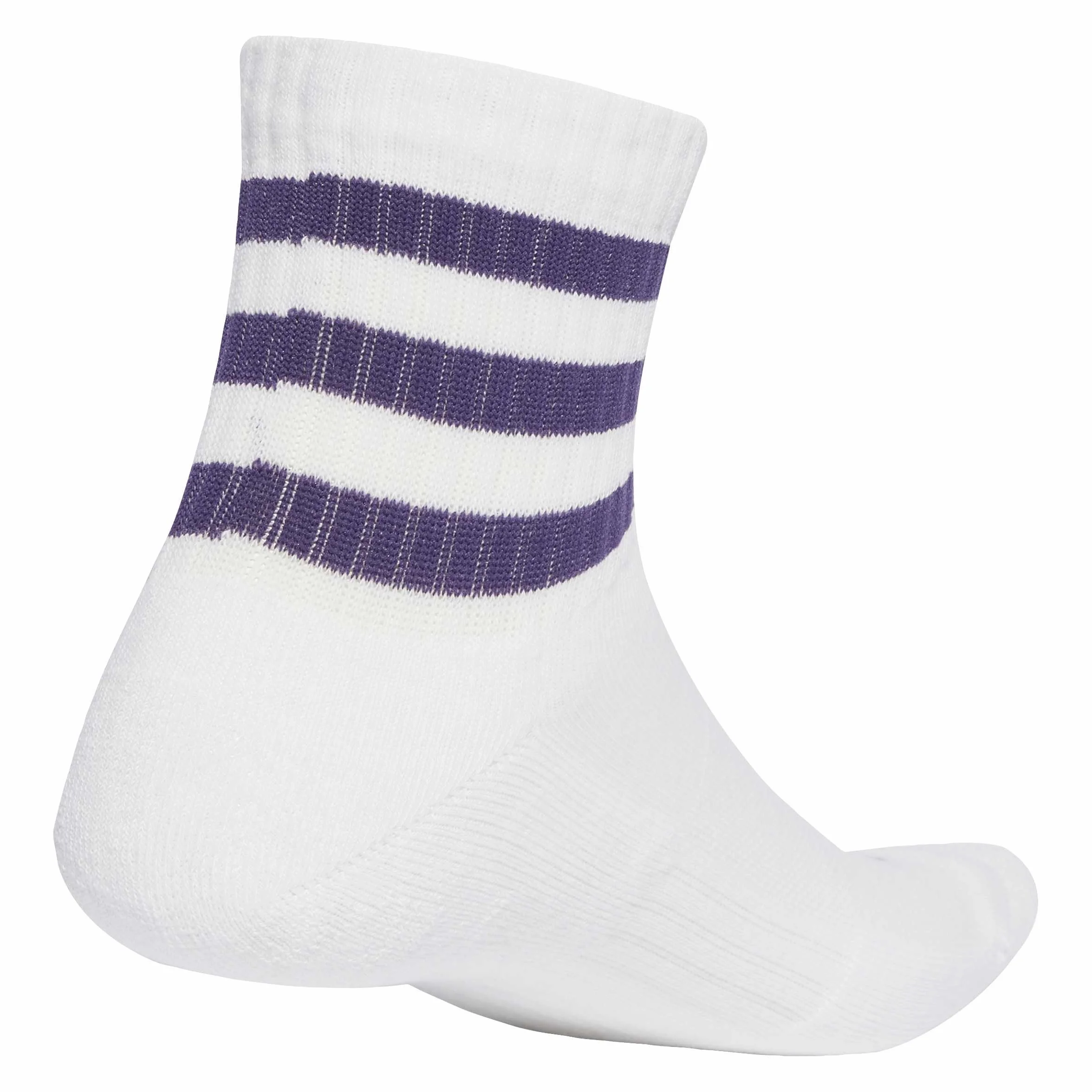 adidas Uniseks 3-Stripes Cushioned Sportswear Mid-Cut Socks 3 Pairs, White/White/Powder Plum, 8.5-10