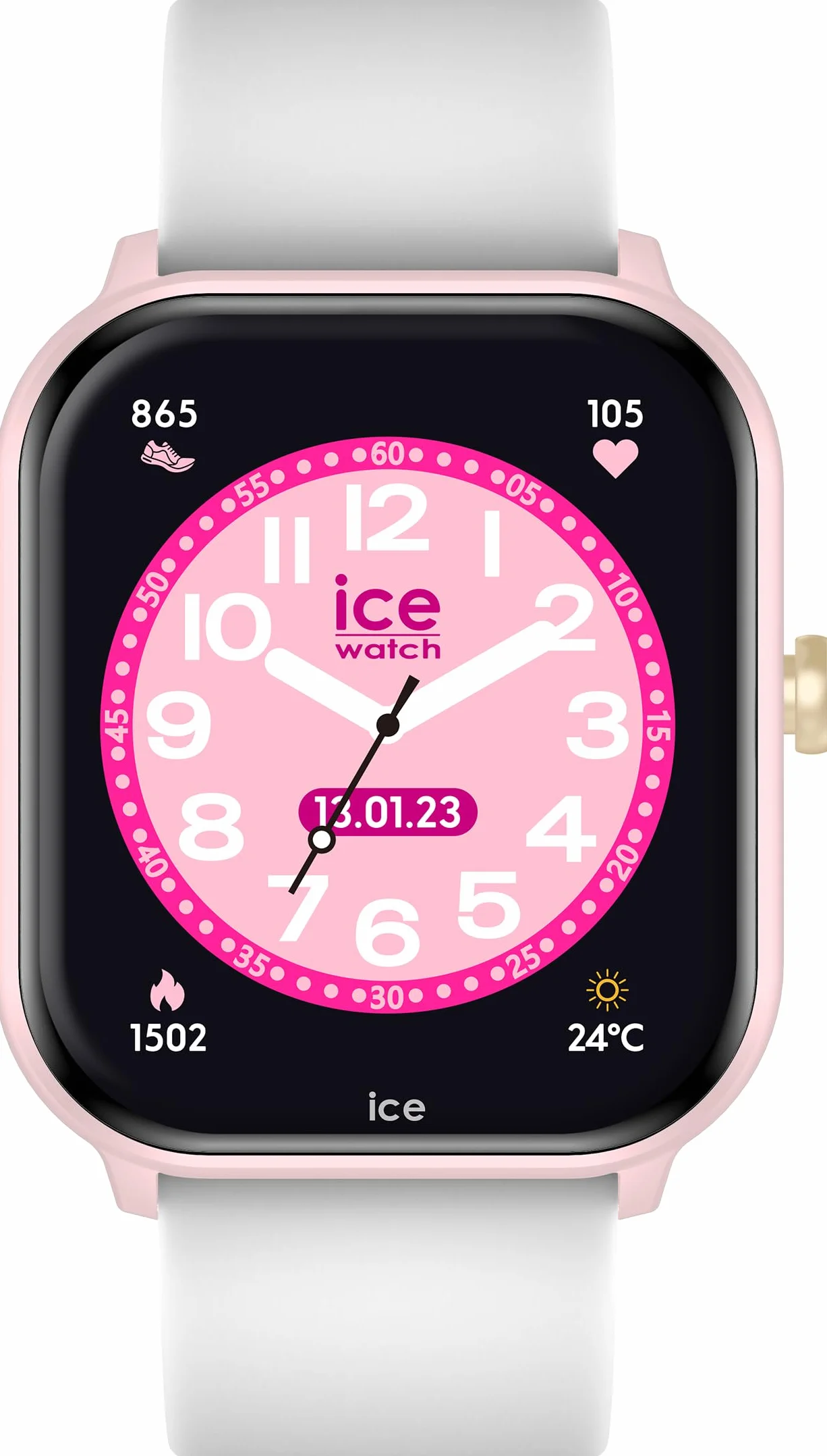 Ice-Watch - ICE smart junior 2.0 Pink White - różowy zegarek dla dzieci z białym silikonowym paskiem (1,75 cala)